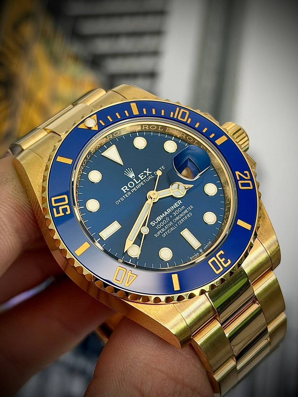 2022 ROLEX SUBMARINER DATE “BLUESY”, 126618LB, 18CT YELLOW GOLD, BLUE DIAL, FULL SET, INC GST