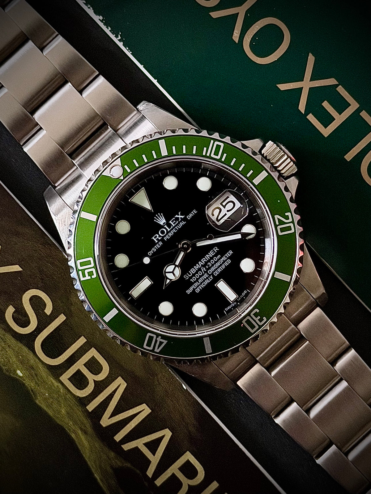 2006 ROLEX SUBMARINER DATE “KERMIT”, 16610LV, FULL SET, EXCELLENT CONDITION, INC GST