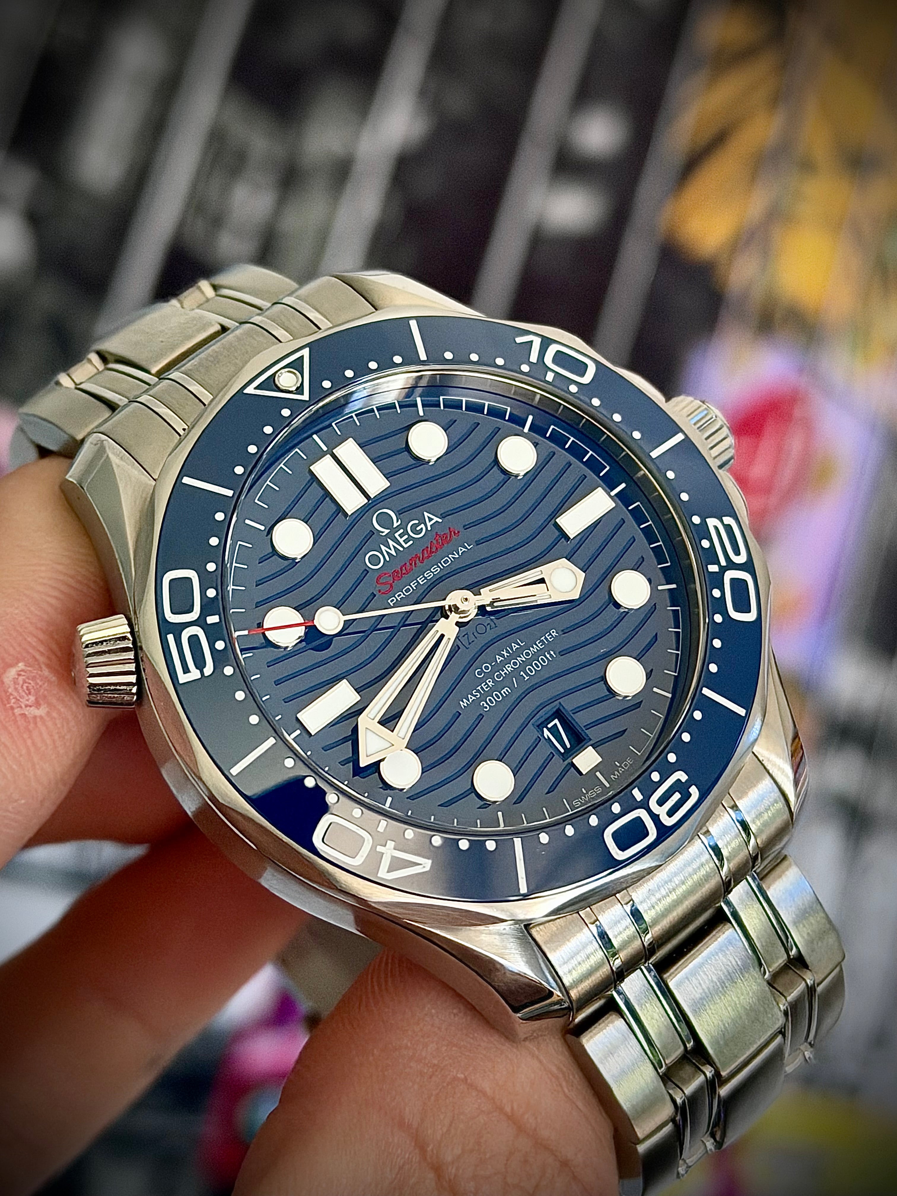 2023 OMEGA SEAMASTER DIVER 300M, 210.30.42.20.03.001, BLUE DIAL, STEEL BRACELET, FULL SET, INC GST
