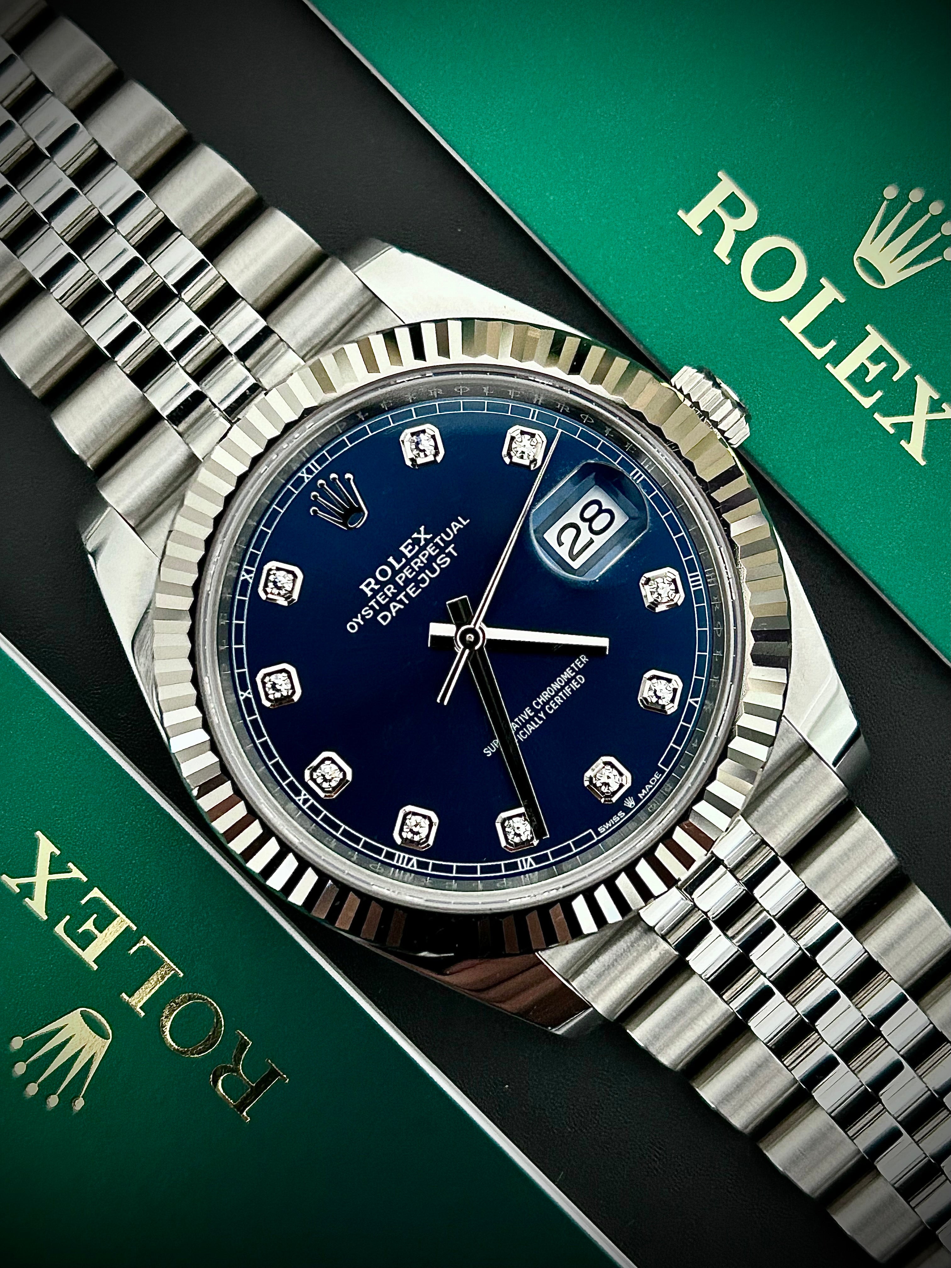2024 ROLEX DATEJUST 41, BLUE DIAMOND DIAL, 126334, FULL SET, INC GST
