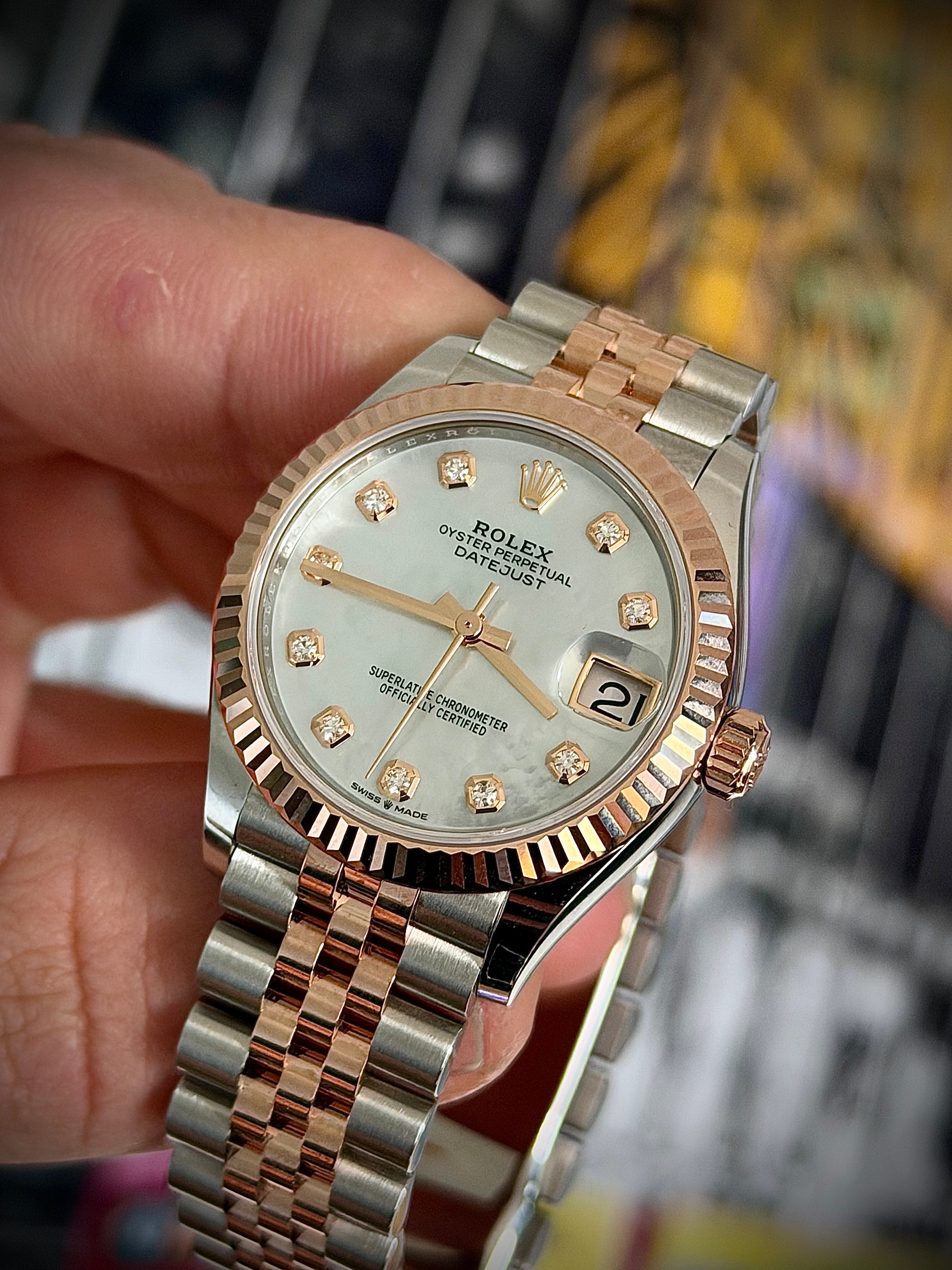 2025 ROLEX DATEJUST 31, 278271, MOTHER OF PEARL DIAMOND DIAL, JUBILEE BRACELET, AS NEW, FULL SET, INC GST