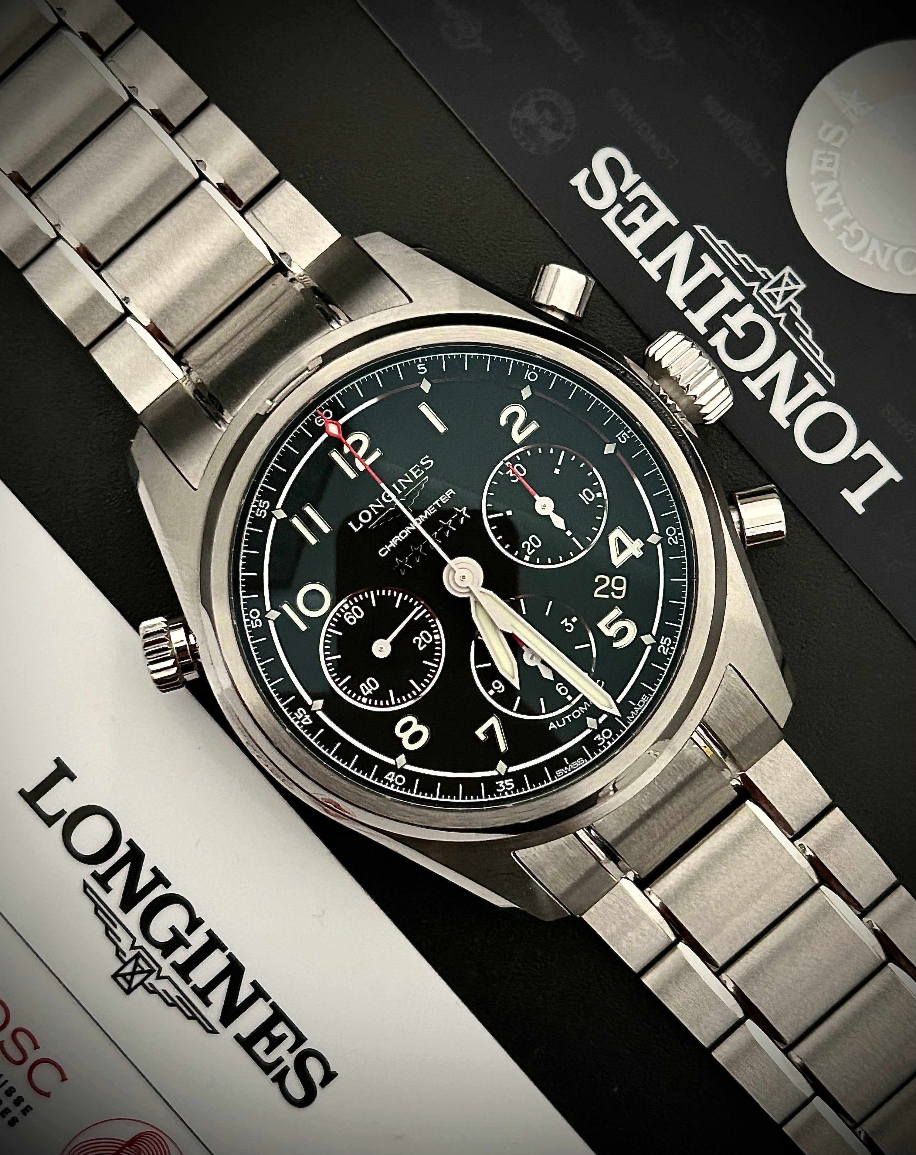 2024 LONGINES SPIRIT CHRONOGRAPH, L3.820.4.53.6, FULL SET, INC GST