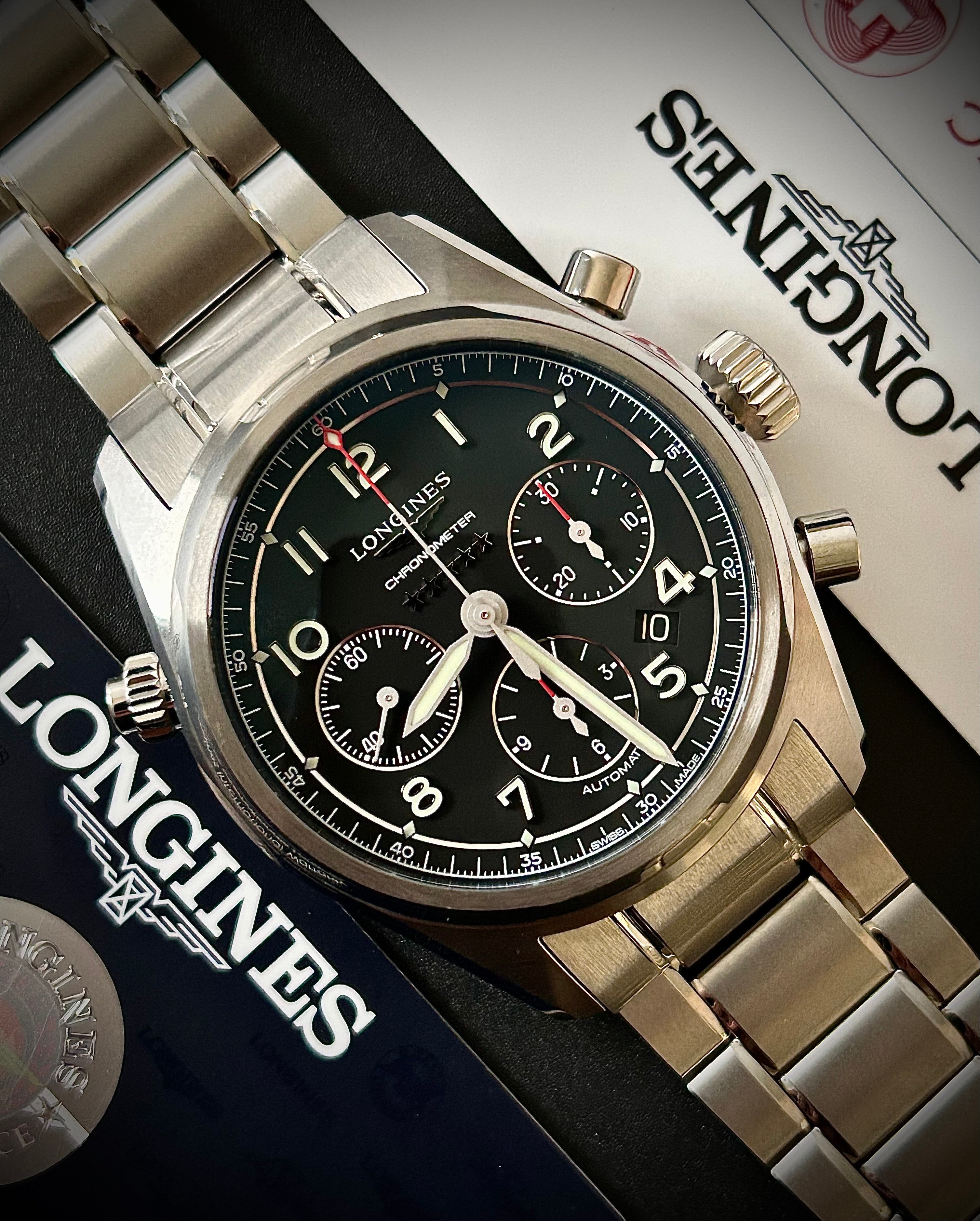 2024 LONGINES SPIRIT CHRONOGRAPH, L3.820.4.53.6, FULL SET, INC GST