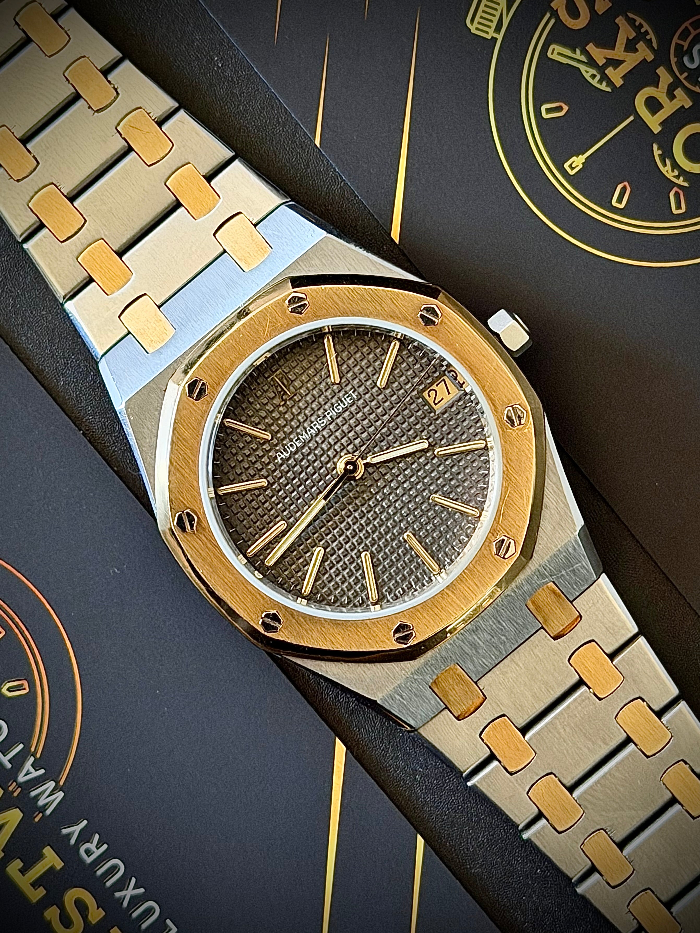 CIRCA 1980 AUDEMARS PIGUET ROYAL OAK, 4100SA, TWO TONE, WATCH & BOX, INC GST