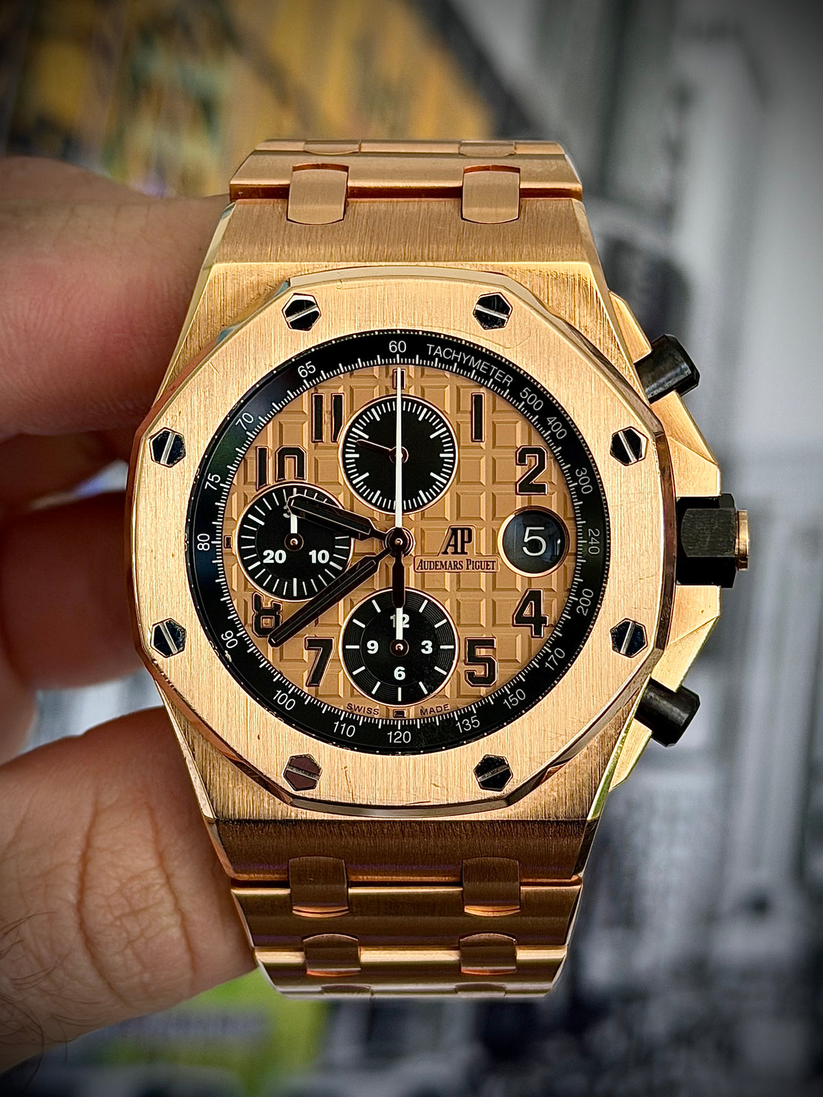 CIRCA 2014 AUDEMARS PIGUET ROYAL OAK OFFSHORE CHRONOGRAPH  “BRICK”, 26470OR.OO.1000OR.01, 18CT PINK GOLD, WATCH & BOX, INC GST