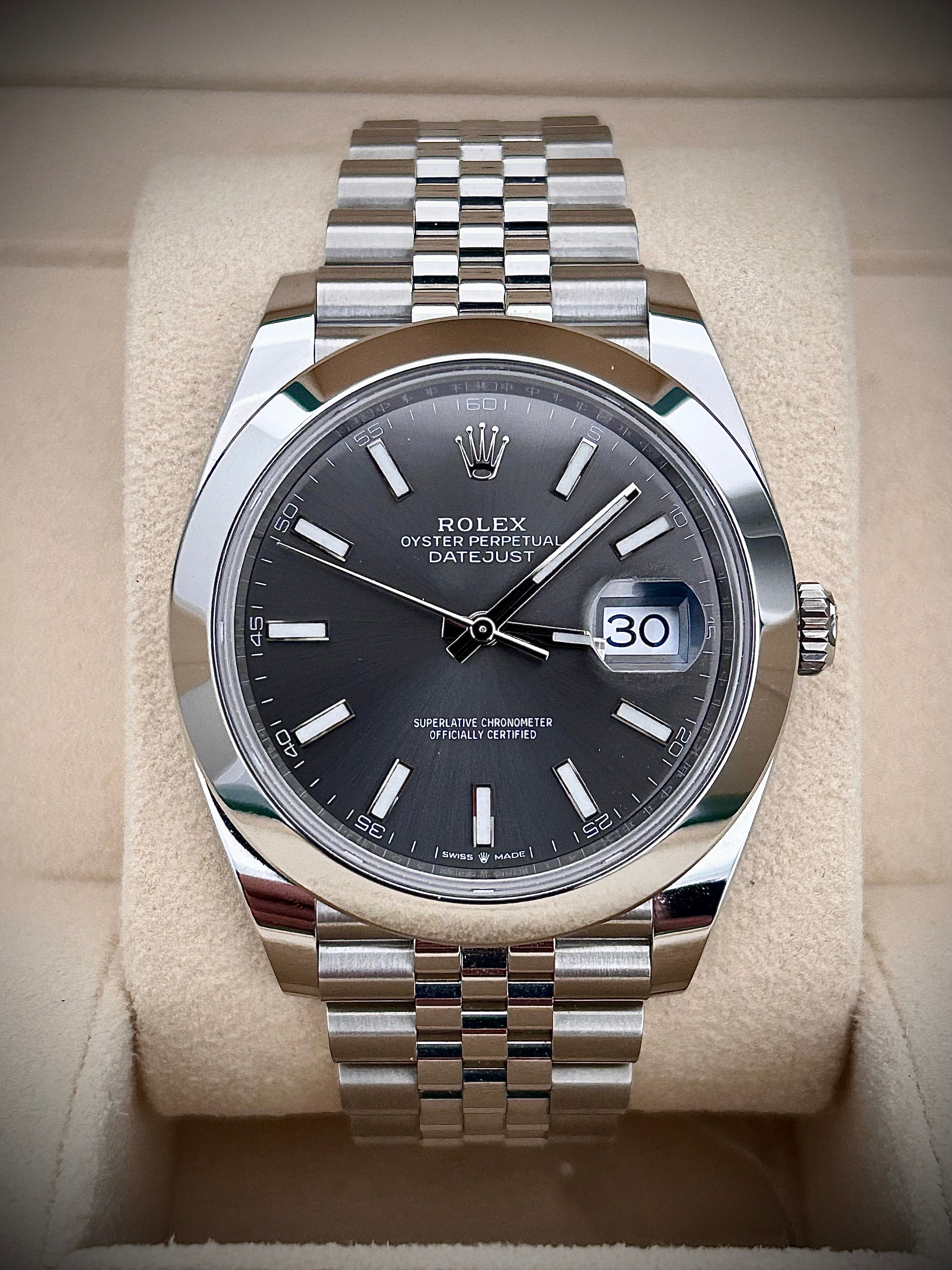 2024 ROLEX DATEJUST 41, SLATE DIAL, 126300, SMOOTH JUBILEE, FULL SET, INC GST