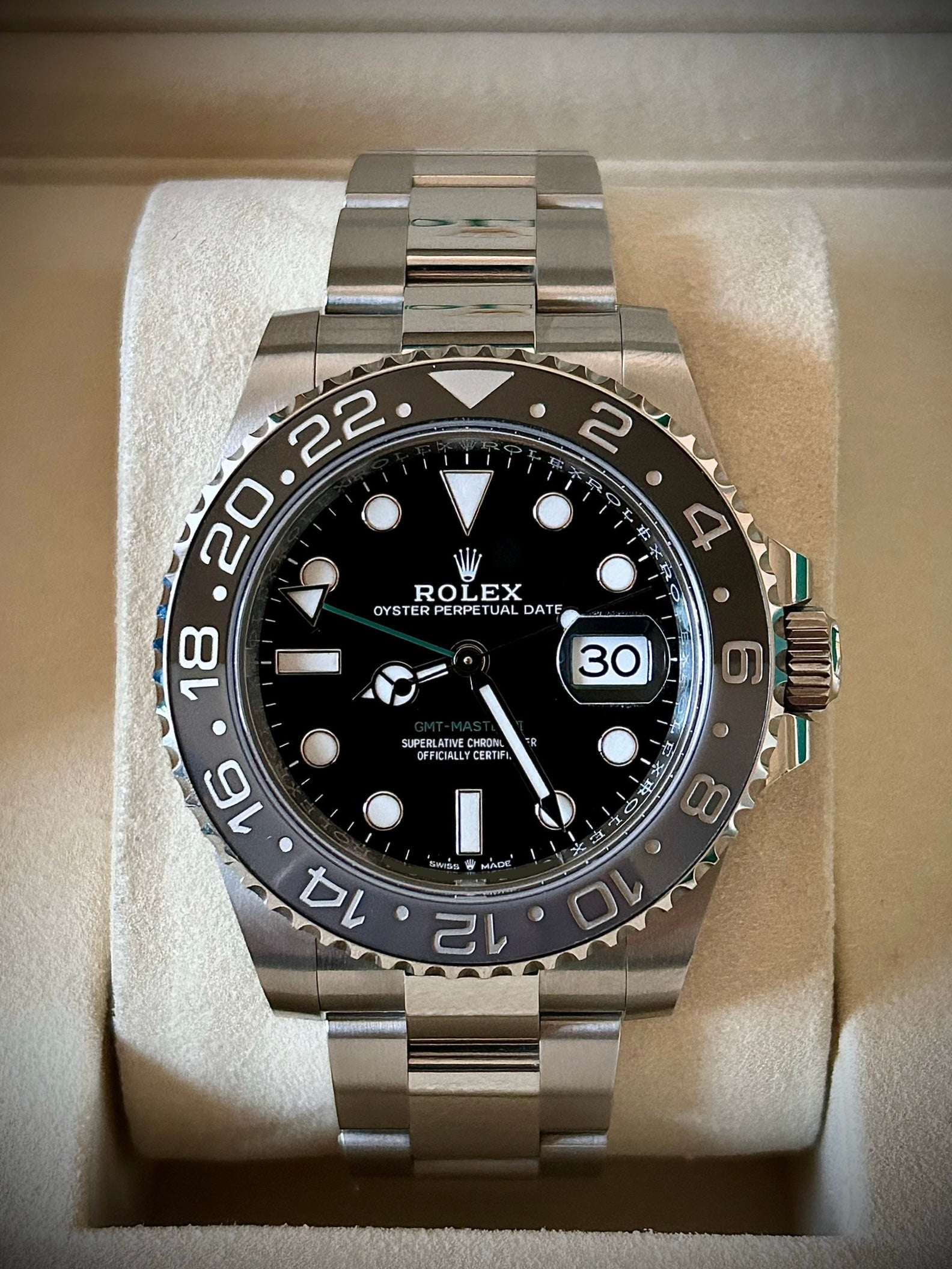 2025 ROLEX GMT MASTER II, BRUCE WAYNE, 126710GRNR, FULL SET, INC GST