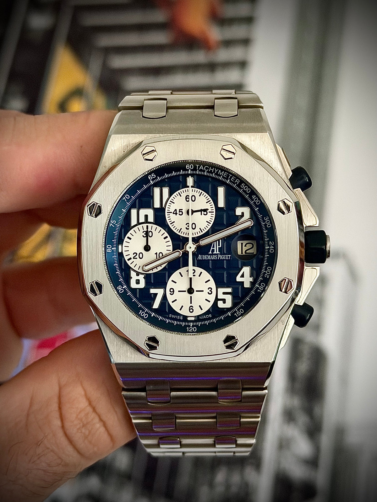2010 AUDEMARS PIGUET ROYAL OAK OFFSHORE CHRONOGRAPH, 25721ST.OO.1000ST.09.A, BLUE DIAL, FULL SET, INC GST