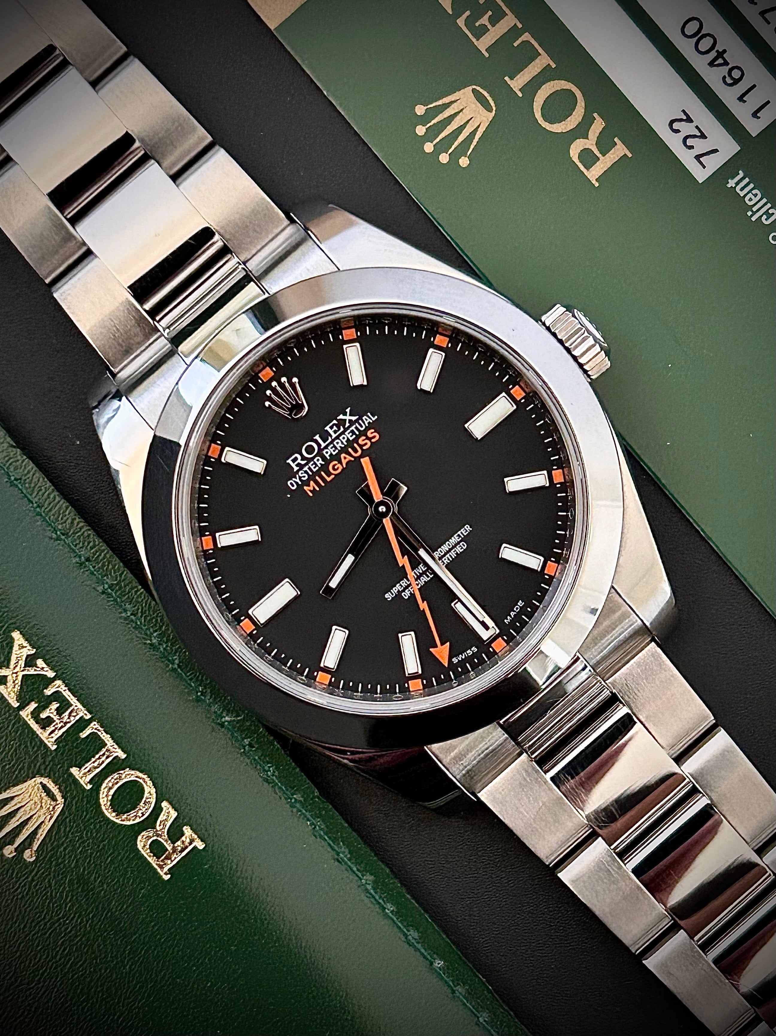 2008 ROLEX MILGAUSS, 116400, BOX AND PAPERS, INC GST