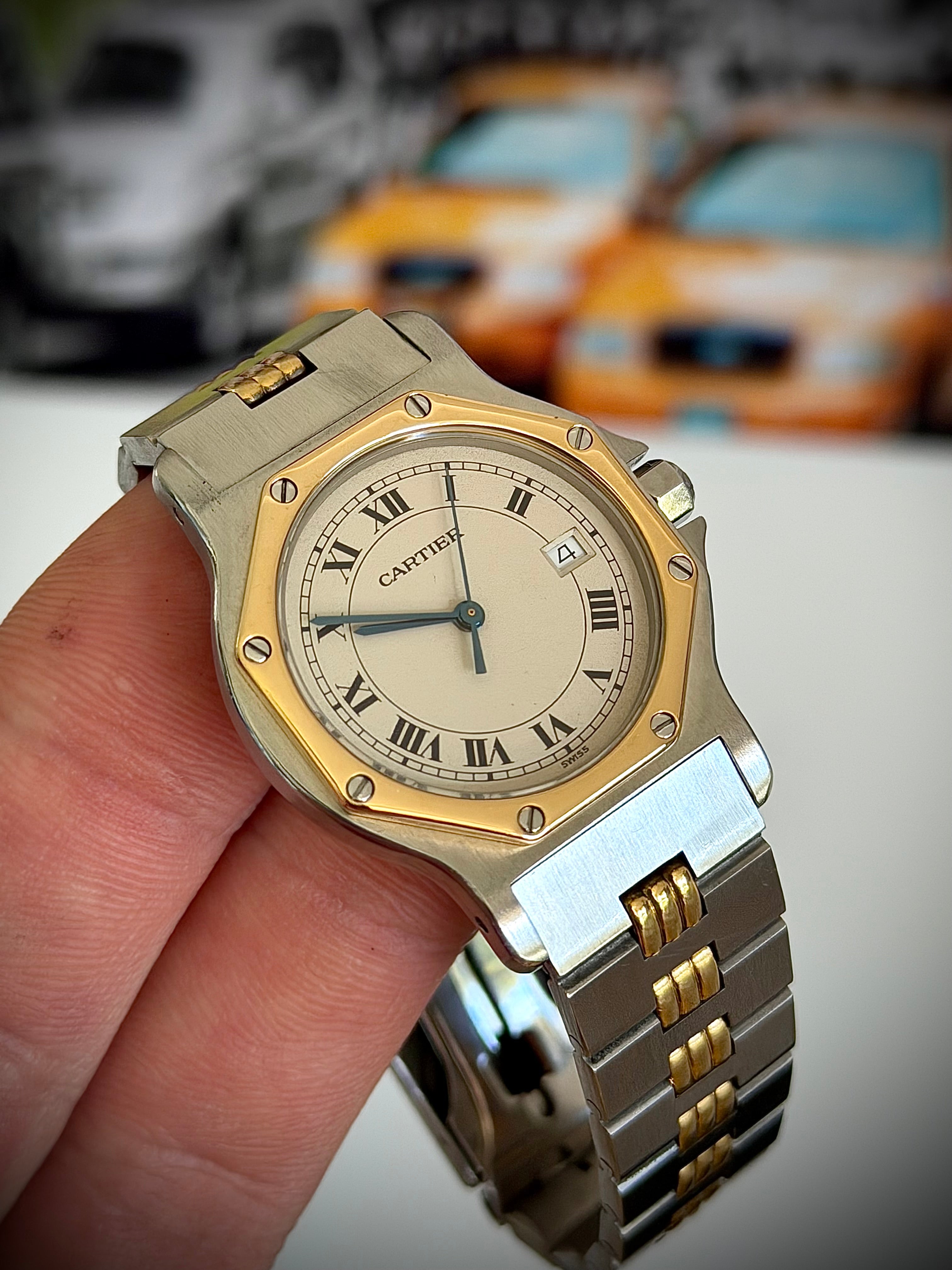 1990s CARTIER SANTOS OCTAGON, 187902, 30MM, WATCH ONLY, INC GST