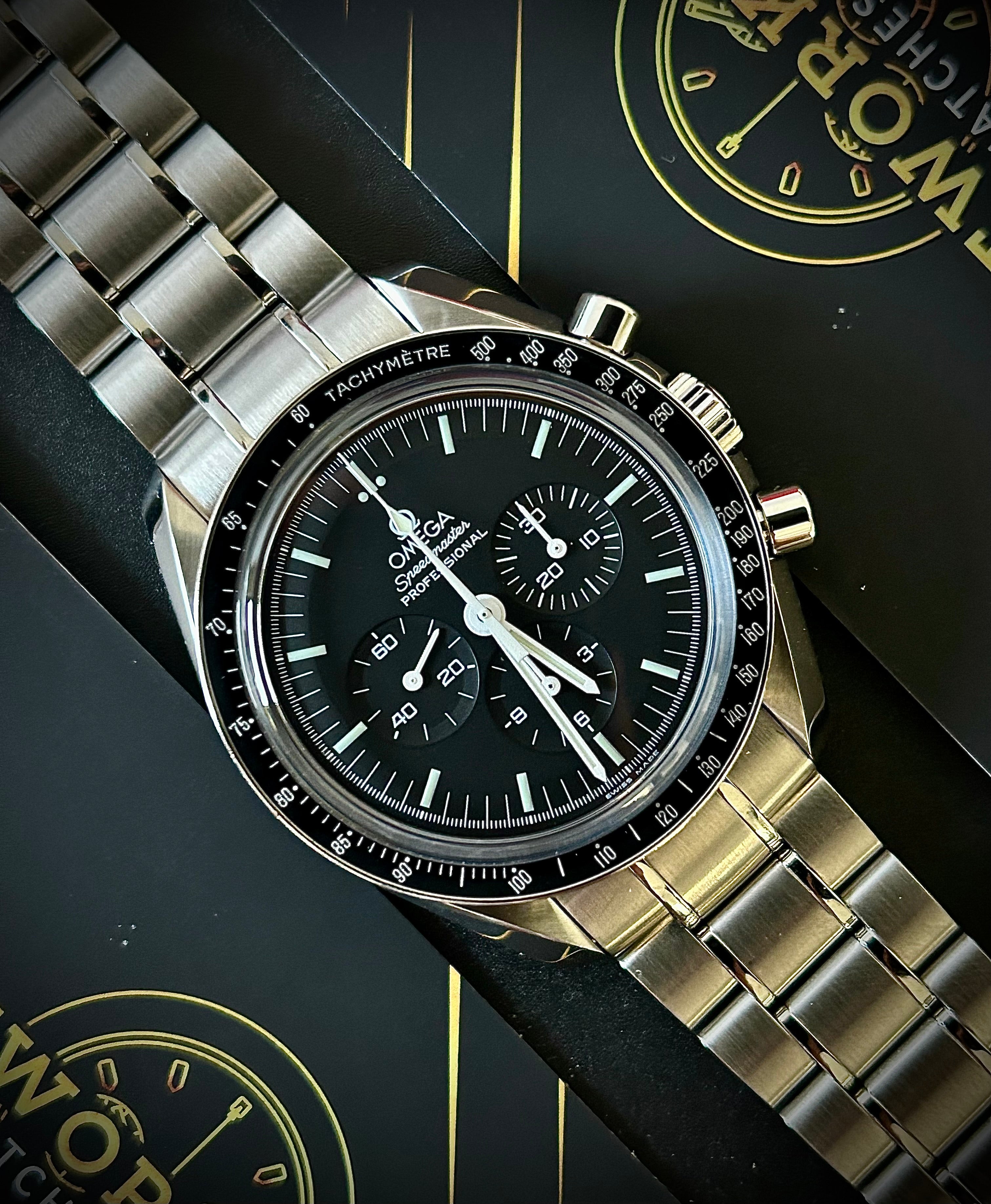 2000 OMEGA SPEEDMASTER MOONWATCH, WATCH AND BOX, FULLY SERVICED, INC GST