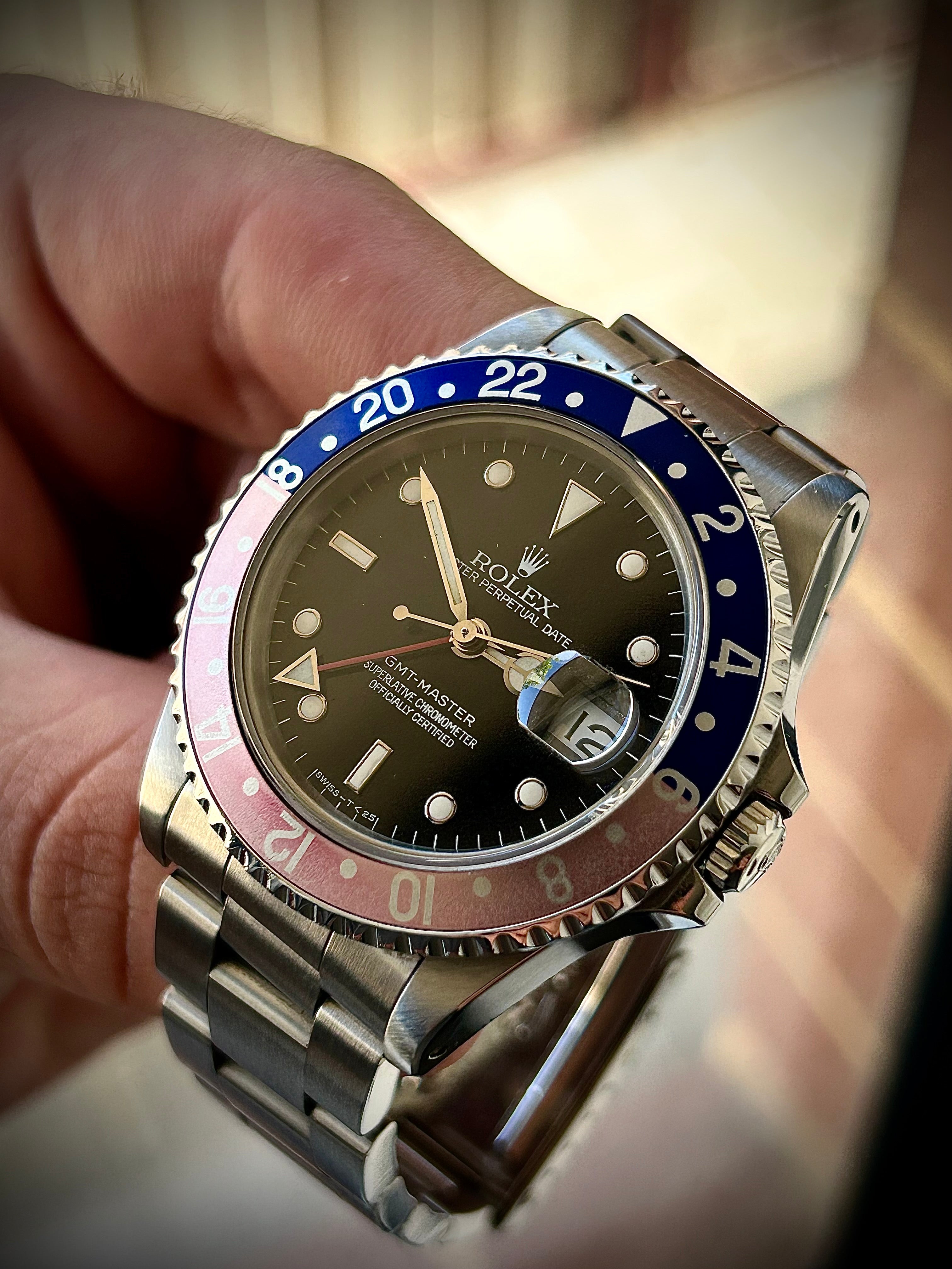 1991 ROLEX GMT MASTER, FADED PEPSI, 16700, WATCH AND BOX INC GST