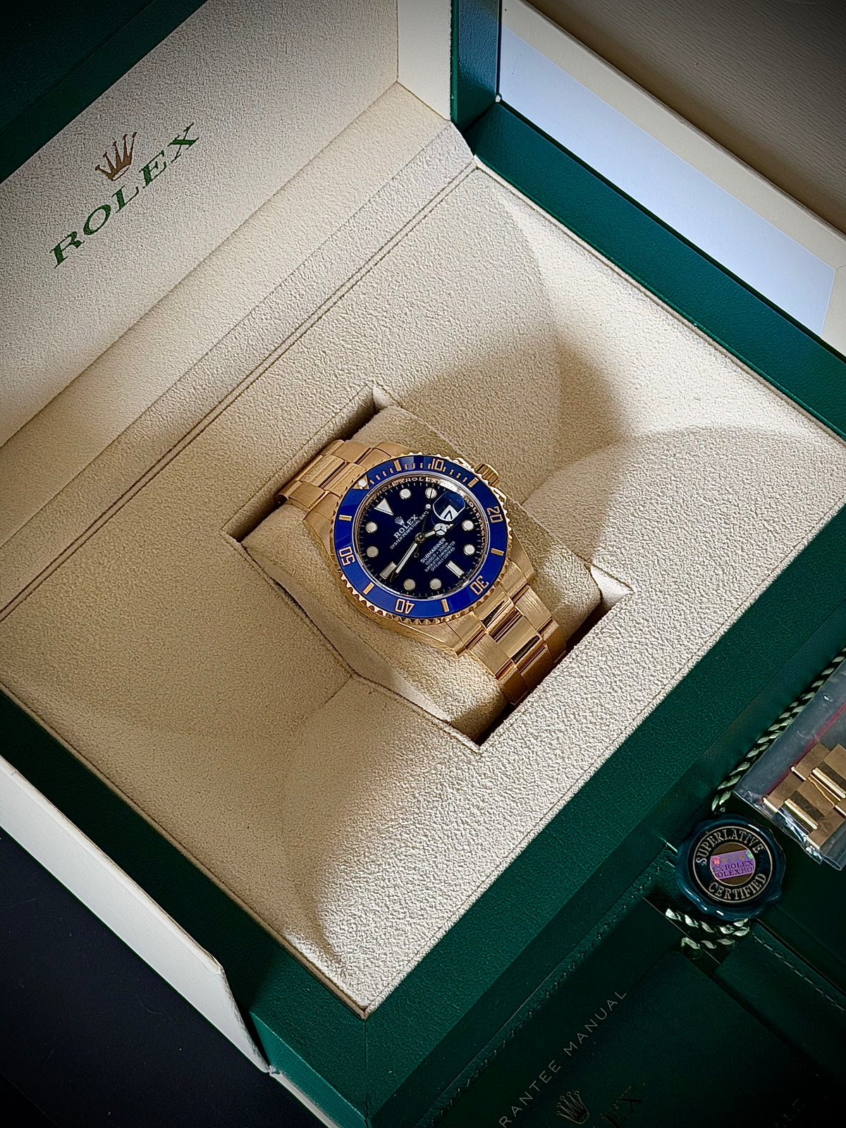 2022 ROLEX SUBMARINER DATE, “BLUESY”, 126618LB, BLUE DIAL, 18CT YELLOW GOLD, FULL SET, INC GST