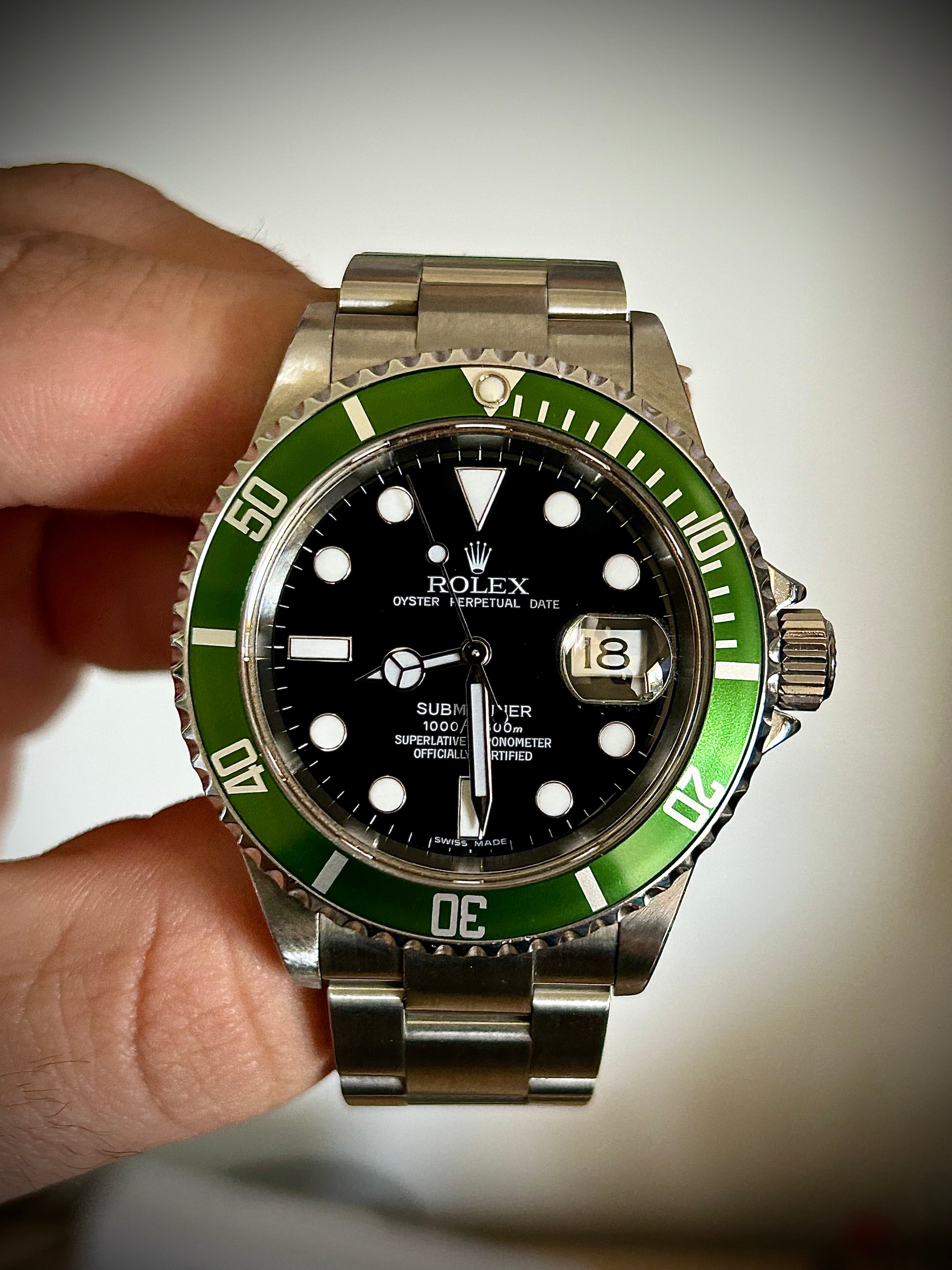 2007 ROLEX SUBMARINER DATE, KERMIT, 16610LV, FULL SET, WITH RSC, INC GST