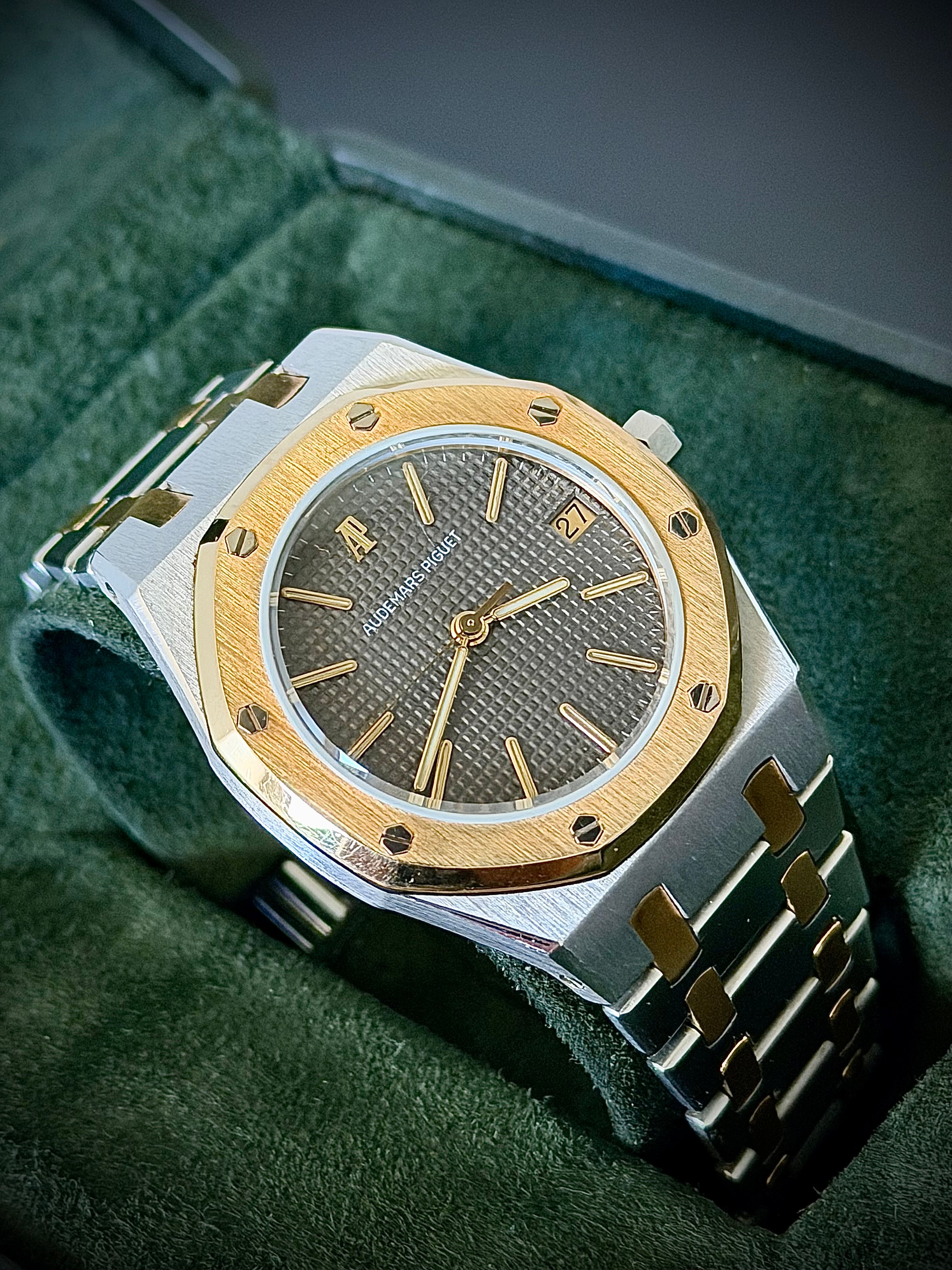 CIRCA 1980 AUDEMARS PIGUET ROYAL OAK, 4100SA, TWO TONE, WATCH & BOX, INC GST