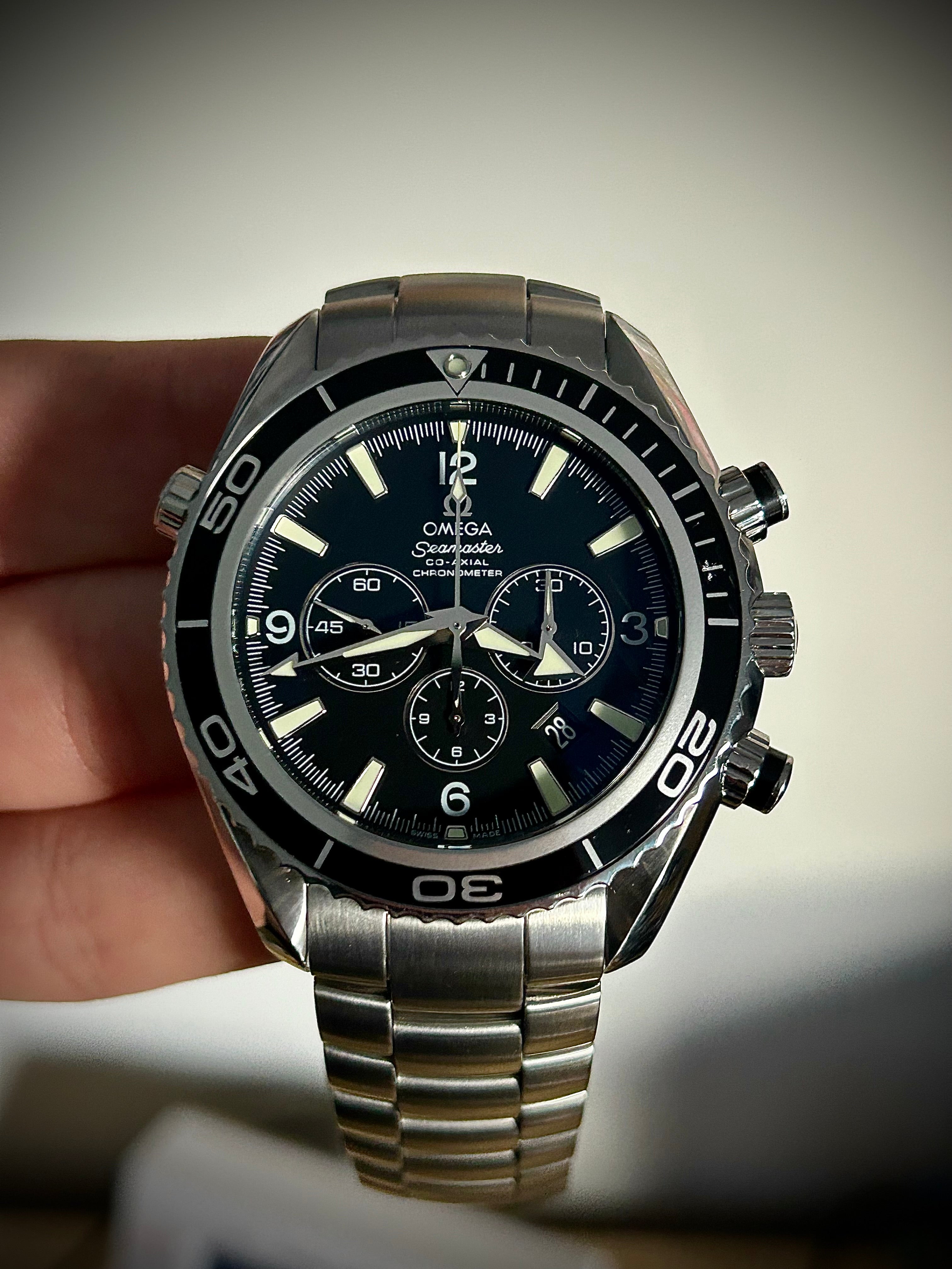 2010 OMEGA SEAMASTER PLANET OCEAN CHRONOGRAPH, 45.5MM, FULL SET, INC GST
