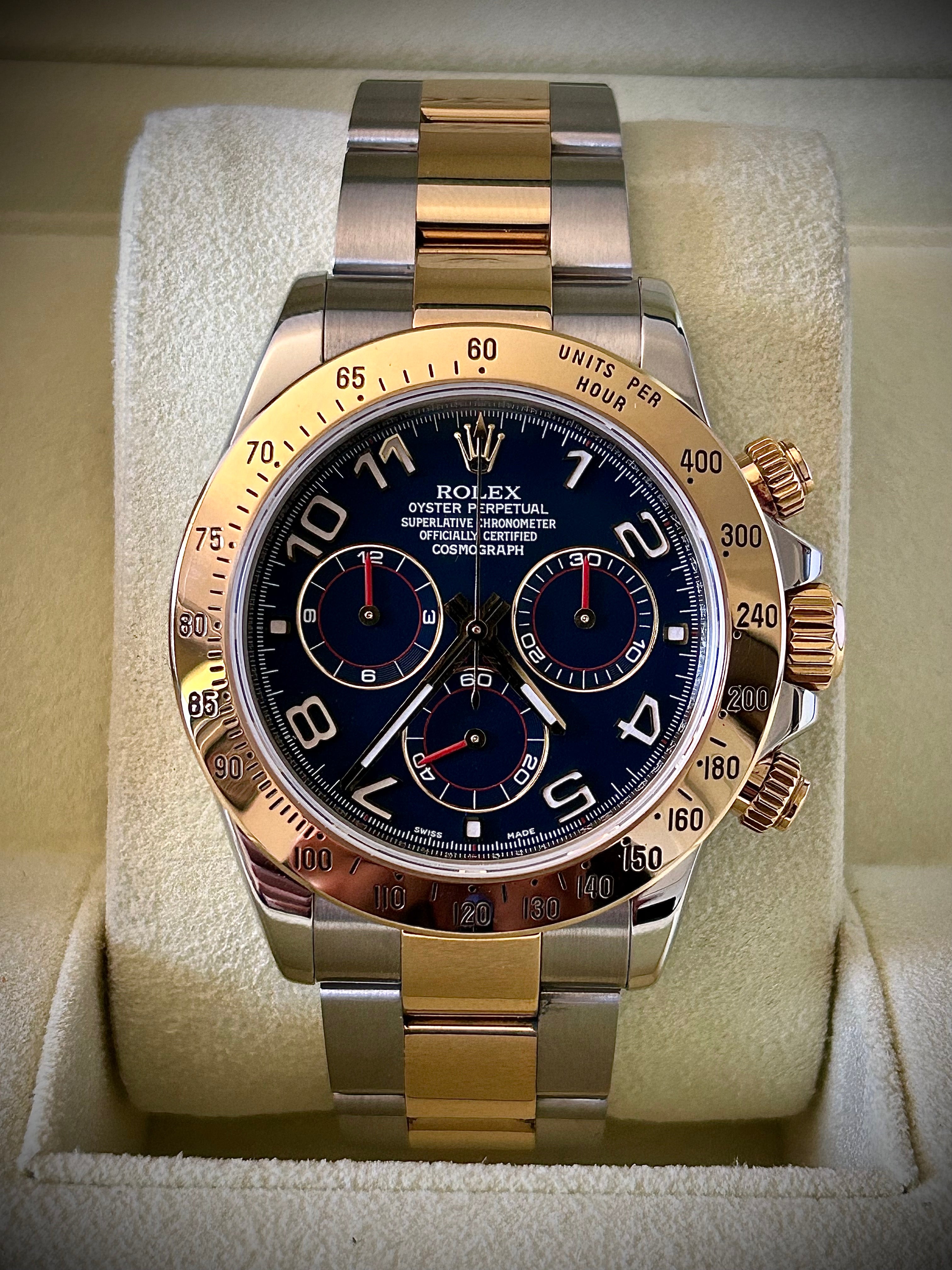 2009 ROLEX COSMOGRAPH DAYTONA, BLUE MASERATI DIAL 116523, FULL SET, INC GST