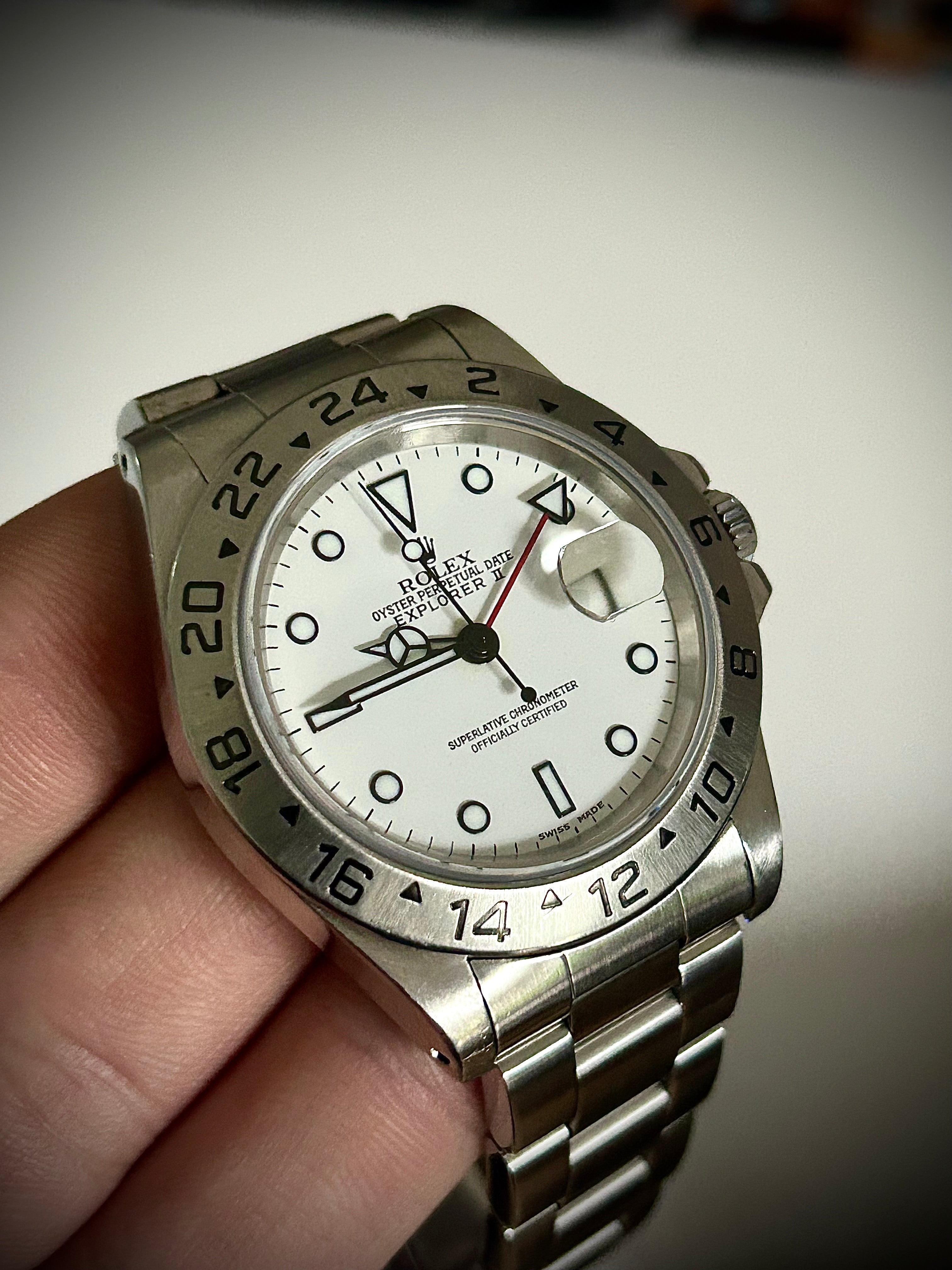 1999 ROLEX EXPLORER II “POLAR” 16570, WATCH AND SERVICE BOX WITH RSC INC GST