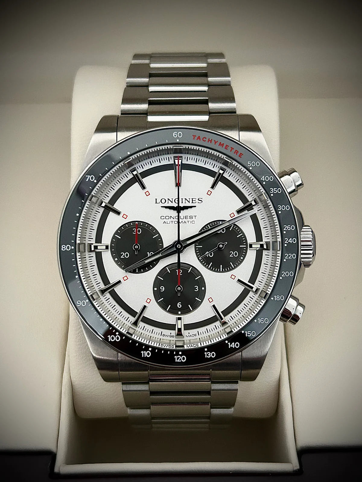 2023 LONGINES CONQUEST CHRONOGRAPH, FULL SET, INC GST