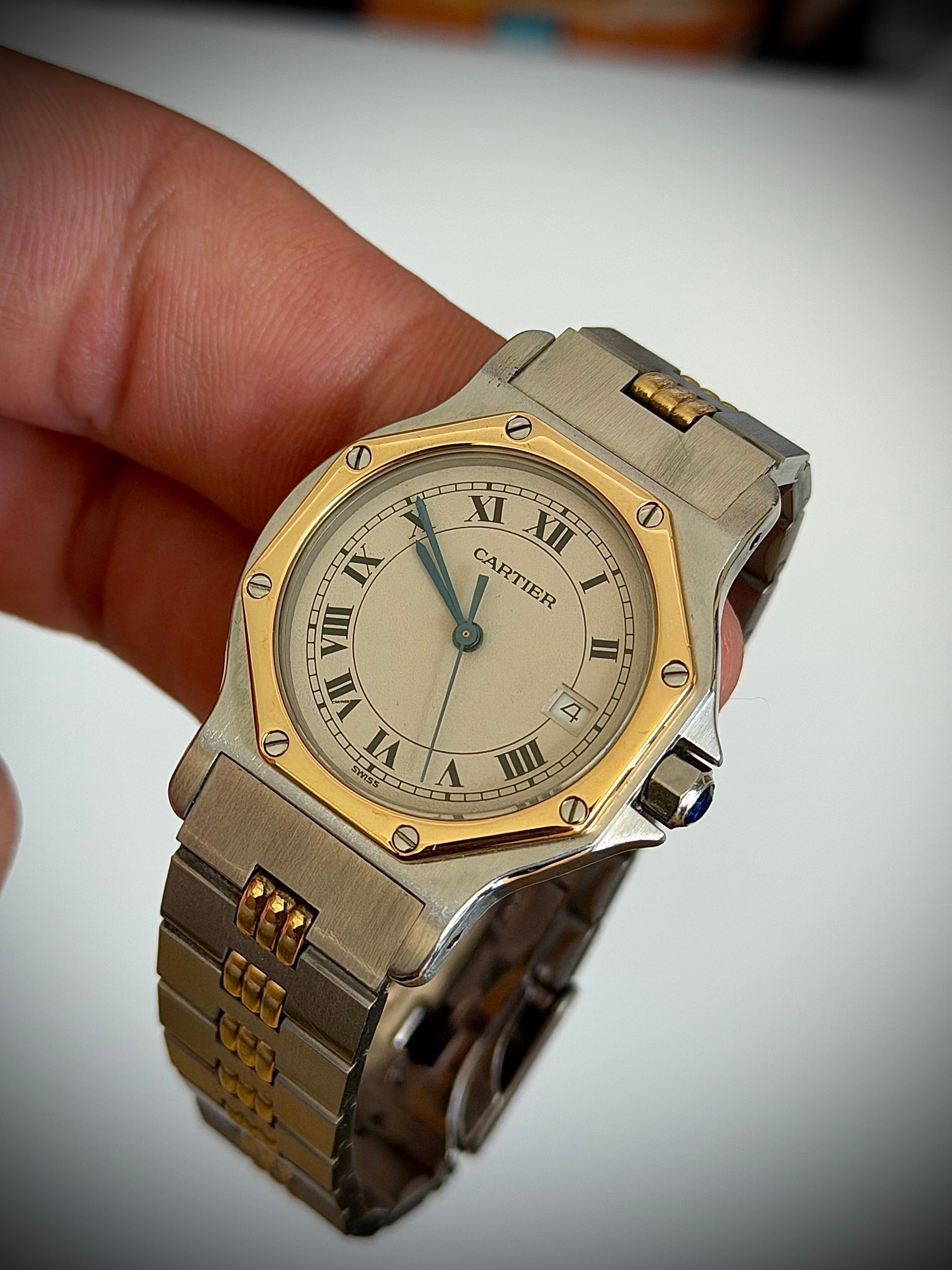 1990s CARTIER SANTOS OCTAGON, 187902, 30MM, WATCH ONLY, INC GST