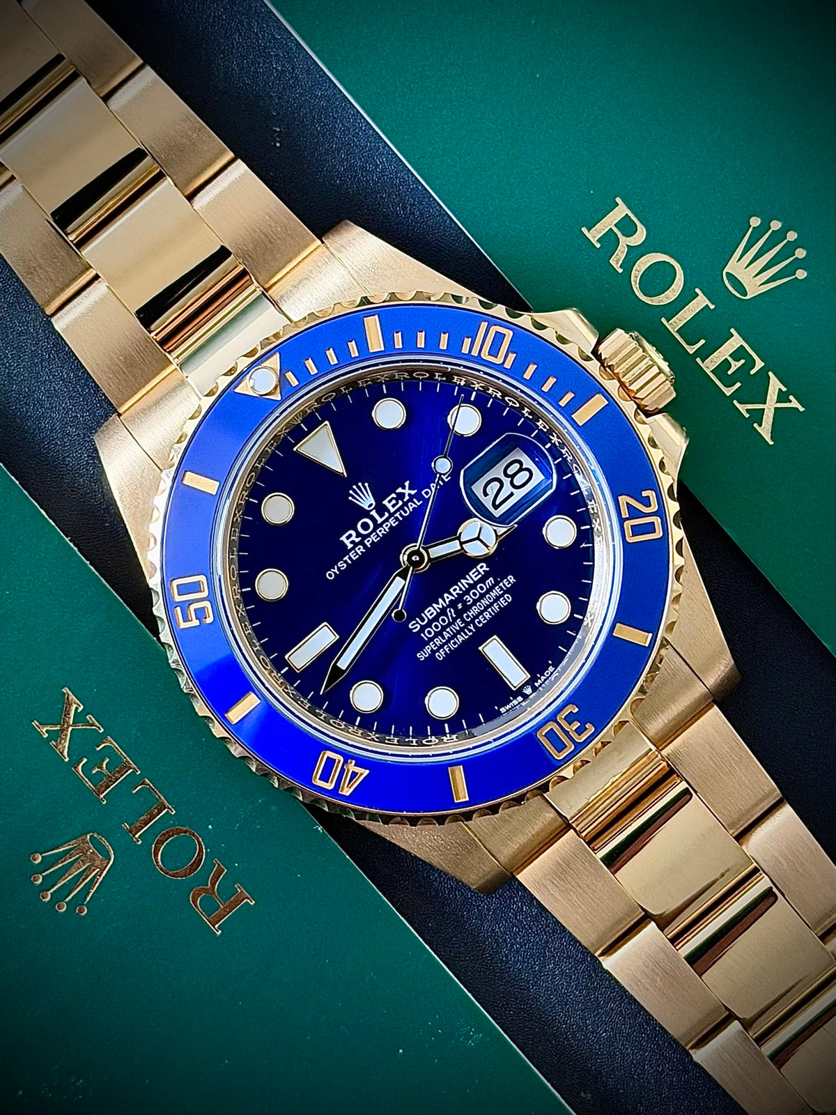 2022 ROLEX SUBMARINER DATE, “BLUESY”, 126618LB, BLUE DIAL, 18CT YELLOW GOLD, FULL SET, INC GST