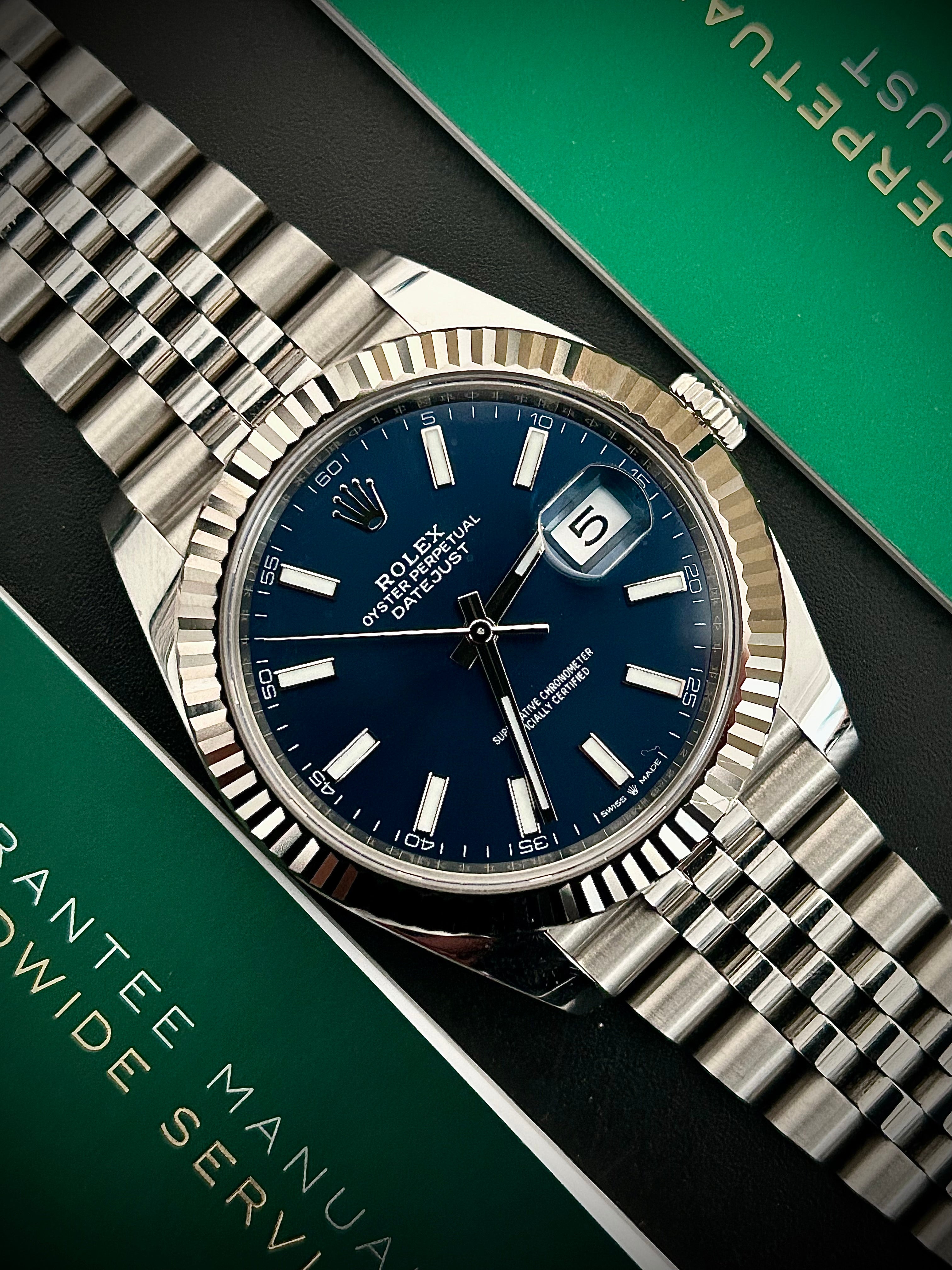 2023 ROLEX DATEJUST 41, BLUE DIAL, 126334, FULL SET, INC GST