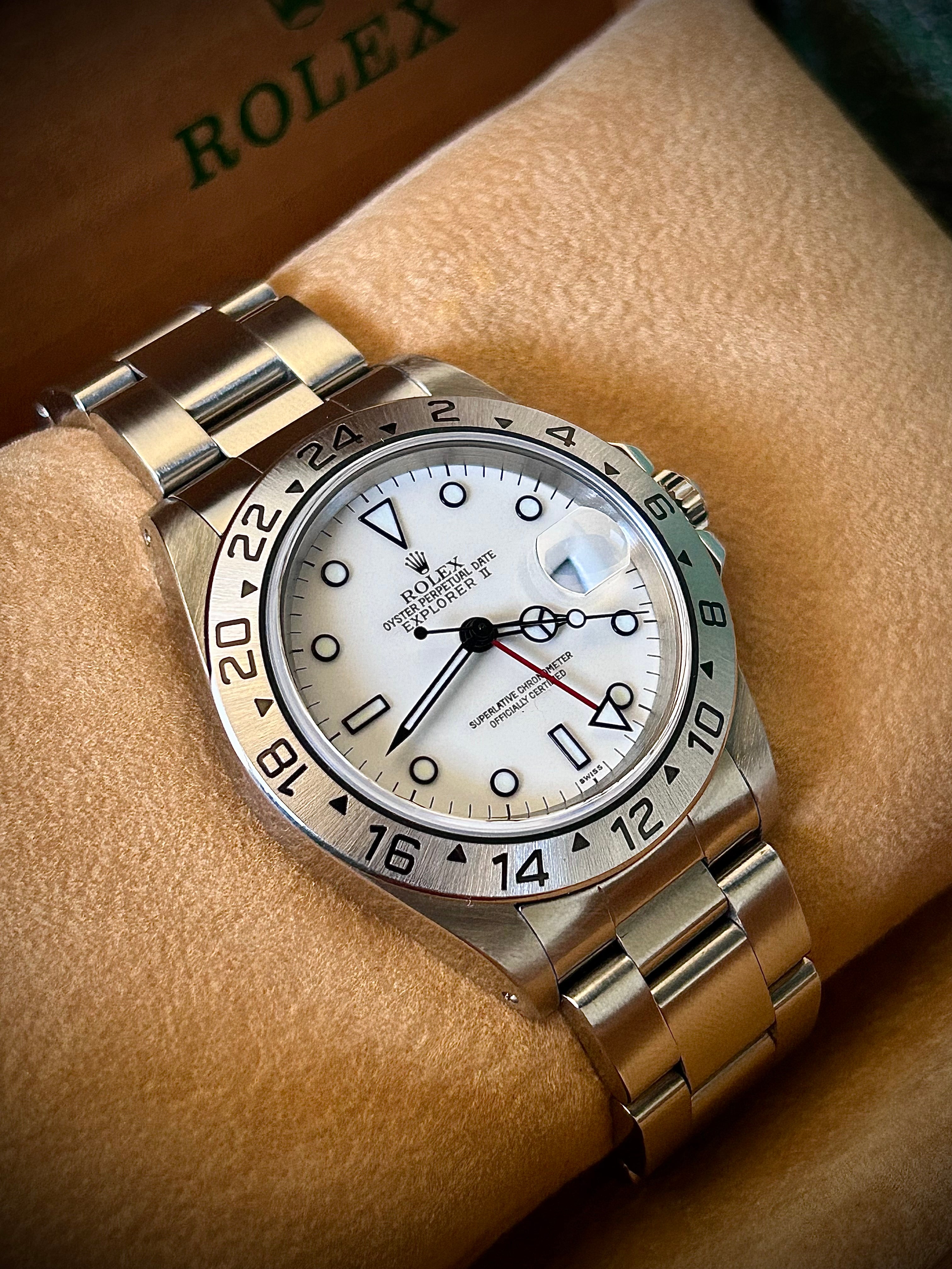 1999 ROLEX EXPLORER II “POLAR”, “SWISS ONLY”, 16570, FULL SET, INC GST