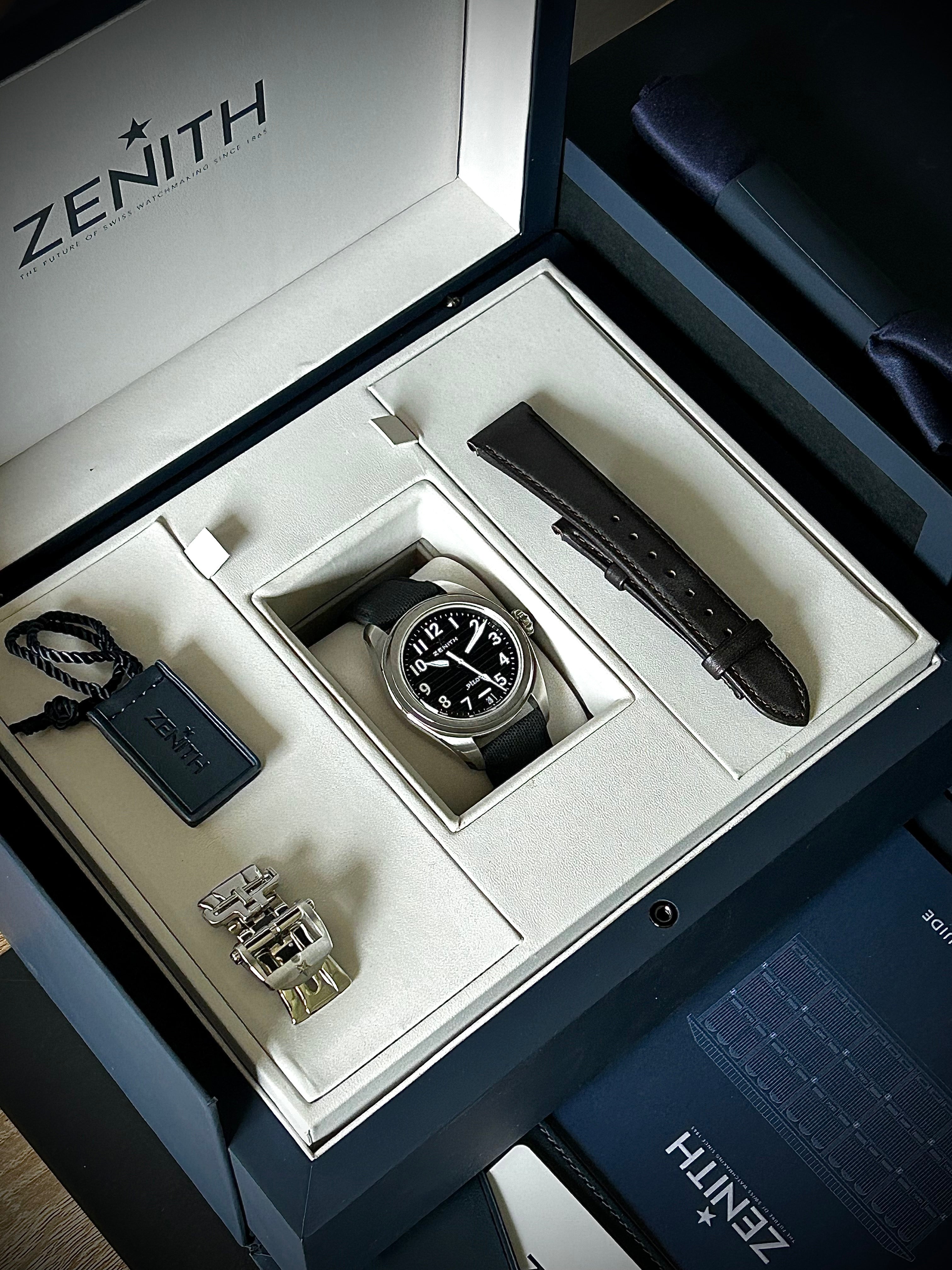 2023 ZENITH PILOT AUTOMATIC, 03.4000.3620/21.I001, FULL SET, INC GST