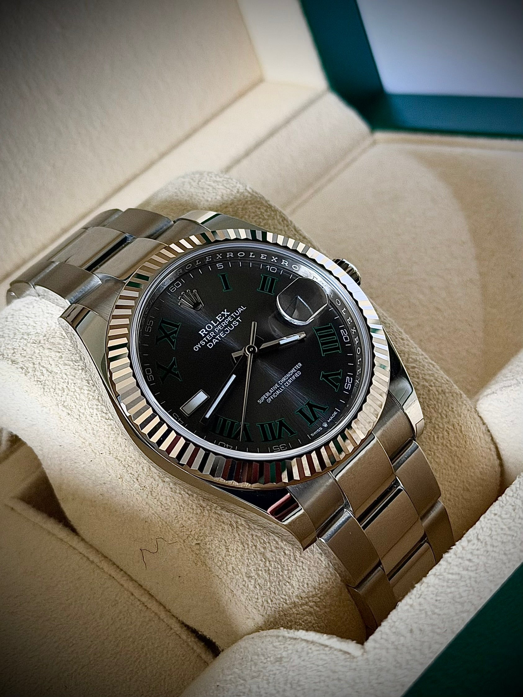 2024 ROLEX DATEJUST 41 “WIMBLEDON”, 126334, FLUTED BEZEL, OYSTER BRACELET, FULL SET, INC GST