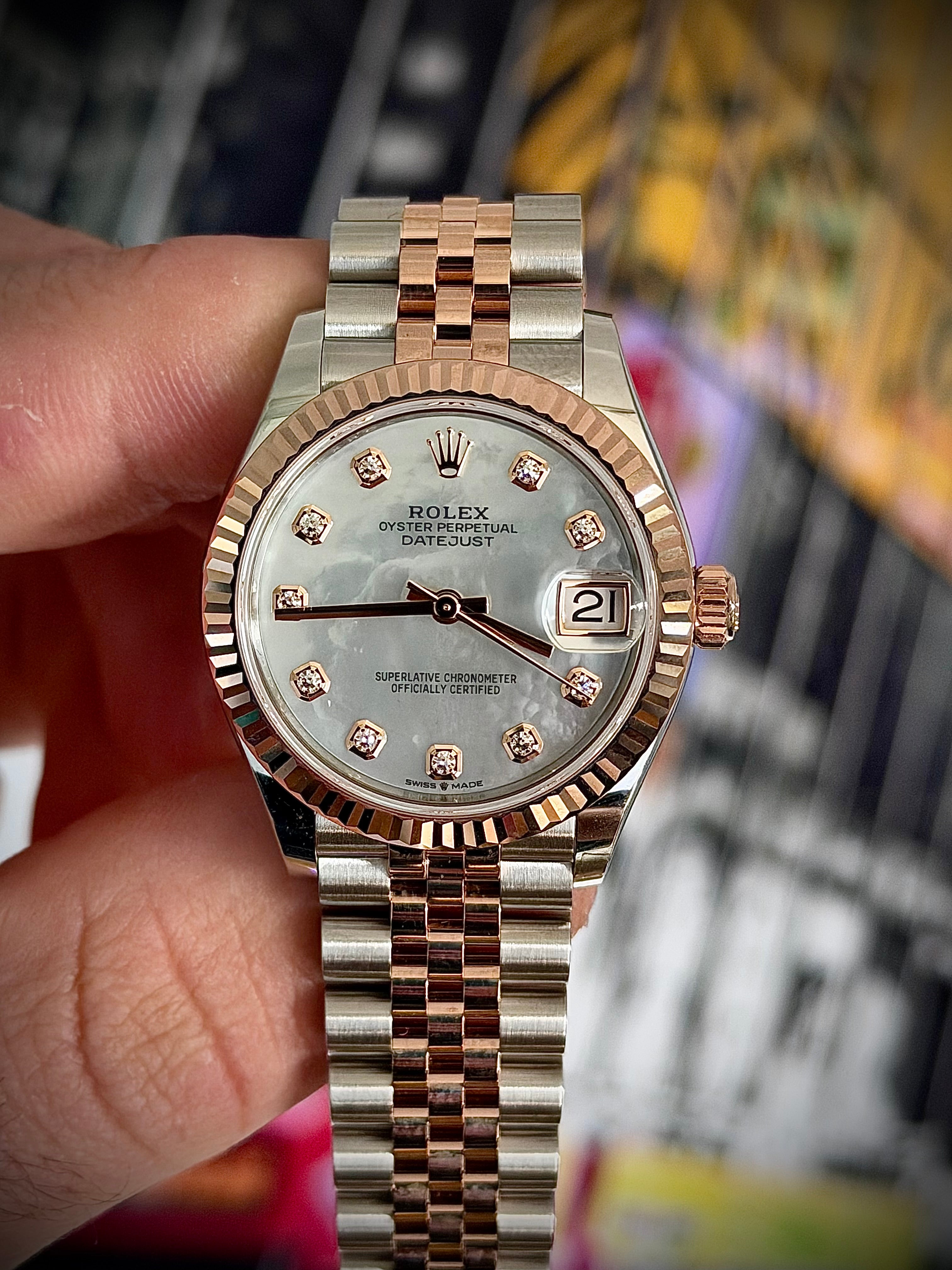 2025 ROLEX DATEJUST 31, 278271, MOTHER OF PEARL DIAMOND DIAL, JUBILEE BRACELET, AS NEW, FULL SET, INC GST