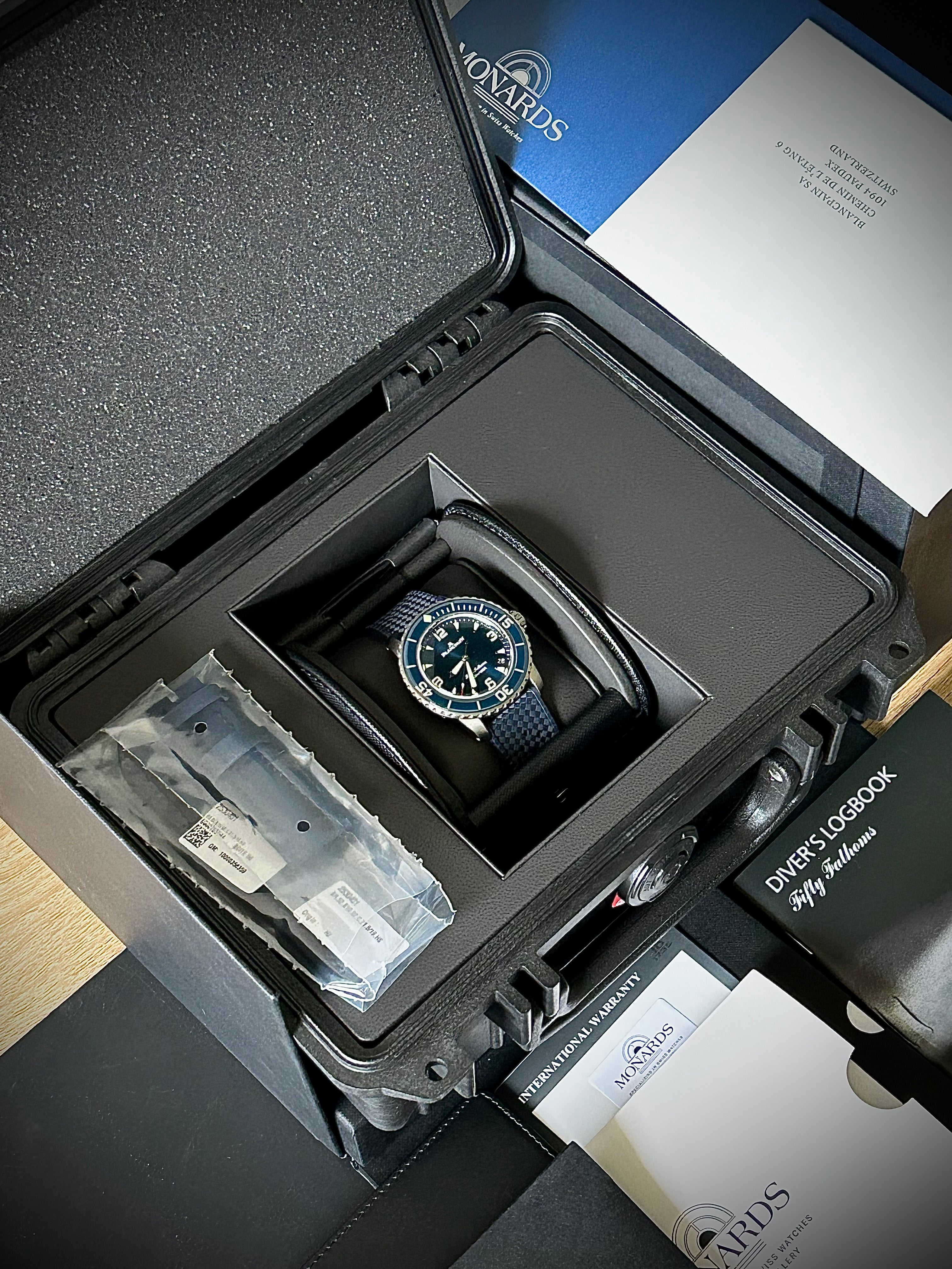 2025 BLANCPAIN FIFTY FATHOMS BATHYSCAPHE, 5010 12B40 O64B, BLUE DIAL, FULL SET, INC GST