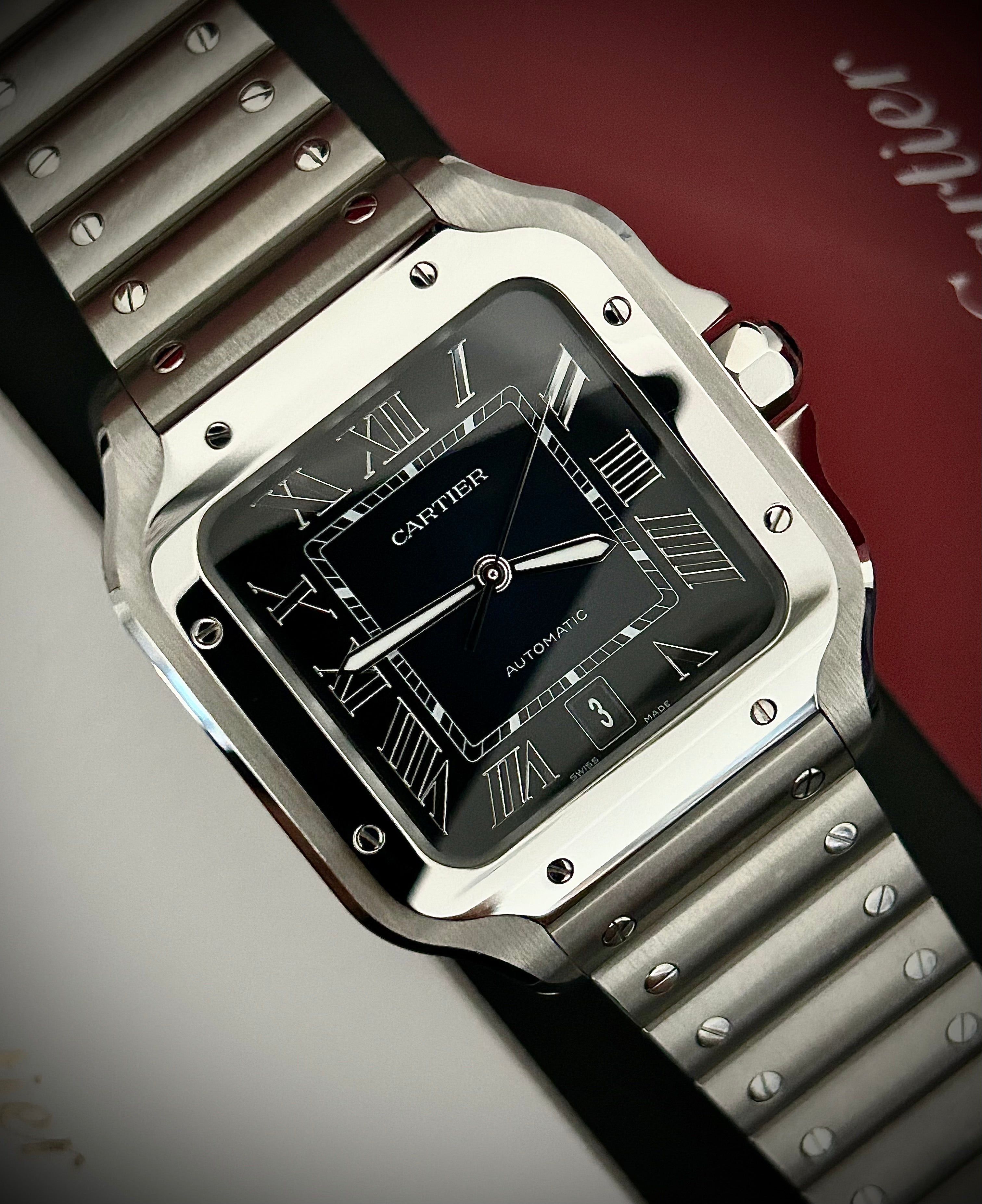 2022 CARTIER SANTOS DE CARTIER LARGE, BLUE DIAL, WSSA0030, FULL SET, INC GST