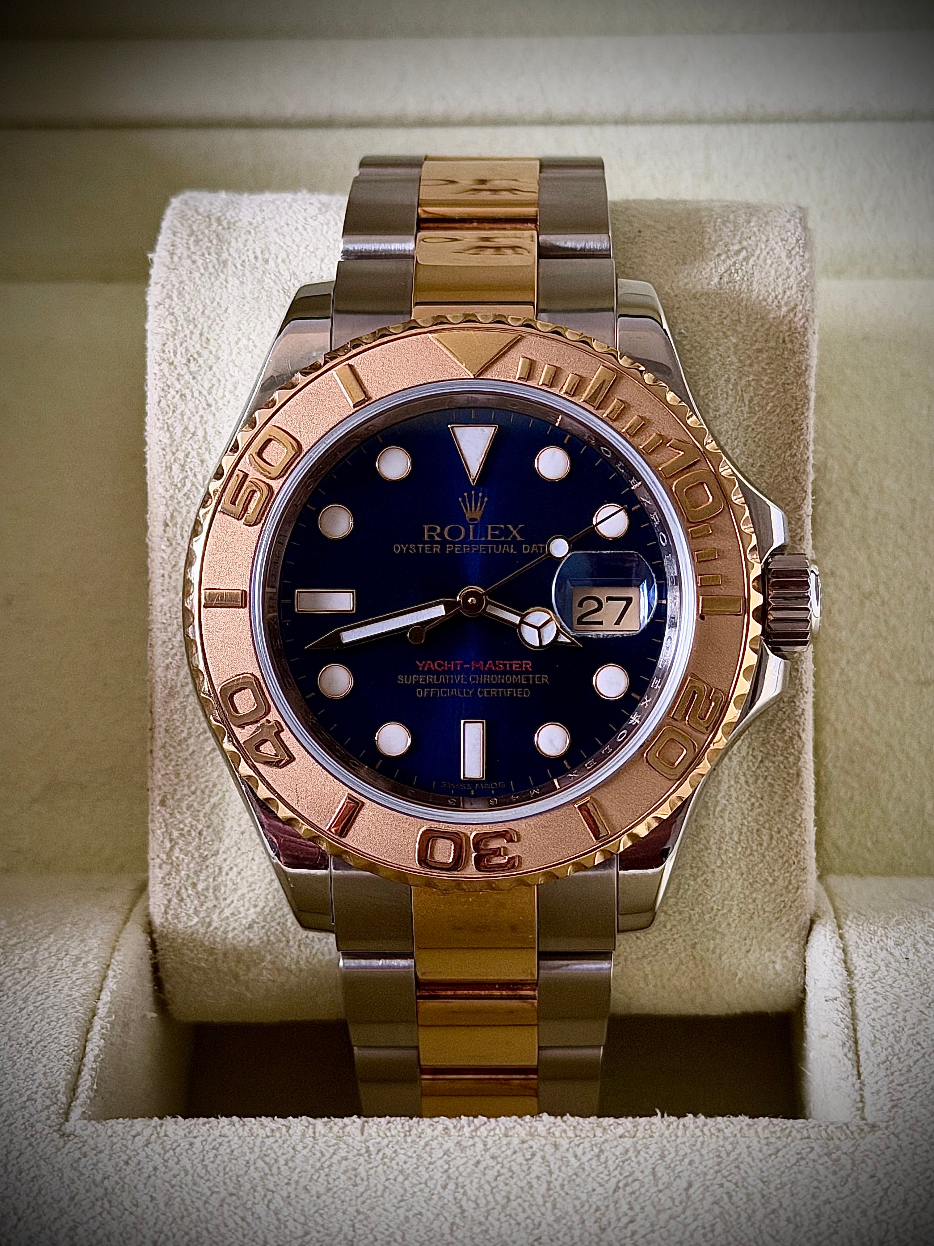 2008 ROLEX YACHT MASTER 40, 16623, BLUE DIAL, TWO-TONE, FULL SET, INC GST