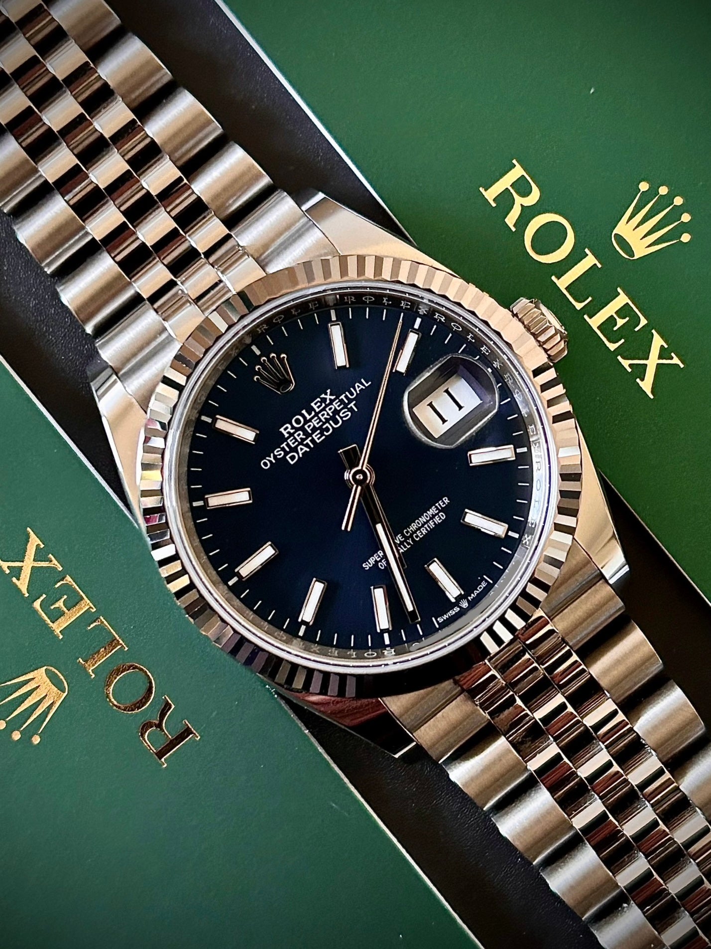 2025 ROLEX DATEJUST 36, BLUE DIAL, 126234, FULL SET, INC GST