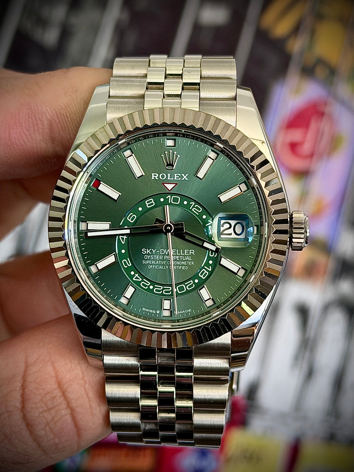 2024 ROLEX SKY-DWELLER, 336934, MINT GREEN DIAL, JUBILEE BRACELET, FULL SET, EXCELLENT CONDITION, INC GST