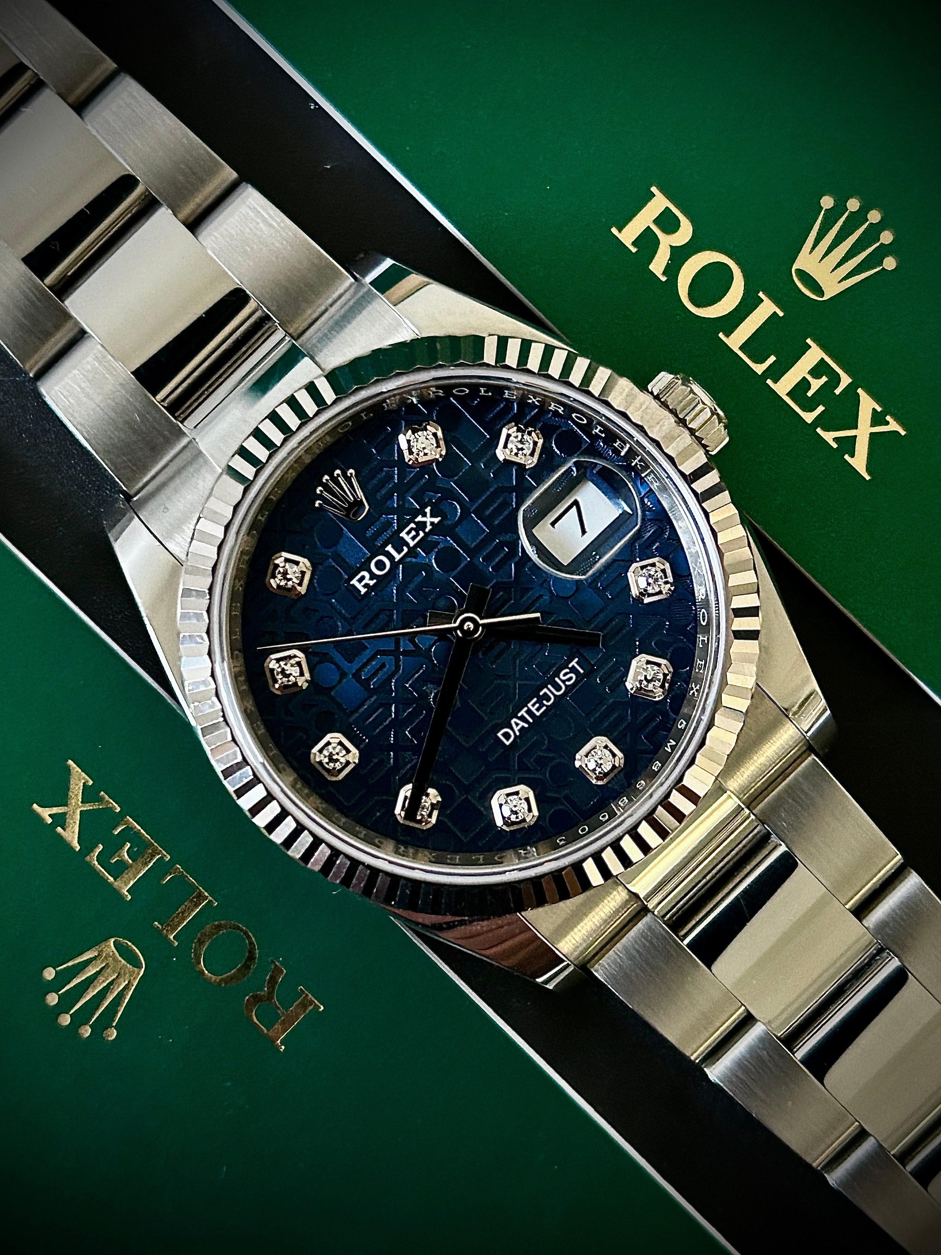 2020 ROLEX DATEJUST 36, 126234, BLUE DIAMOND COMPUTER DIAL, FULL SET, INC GST