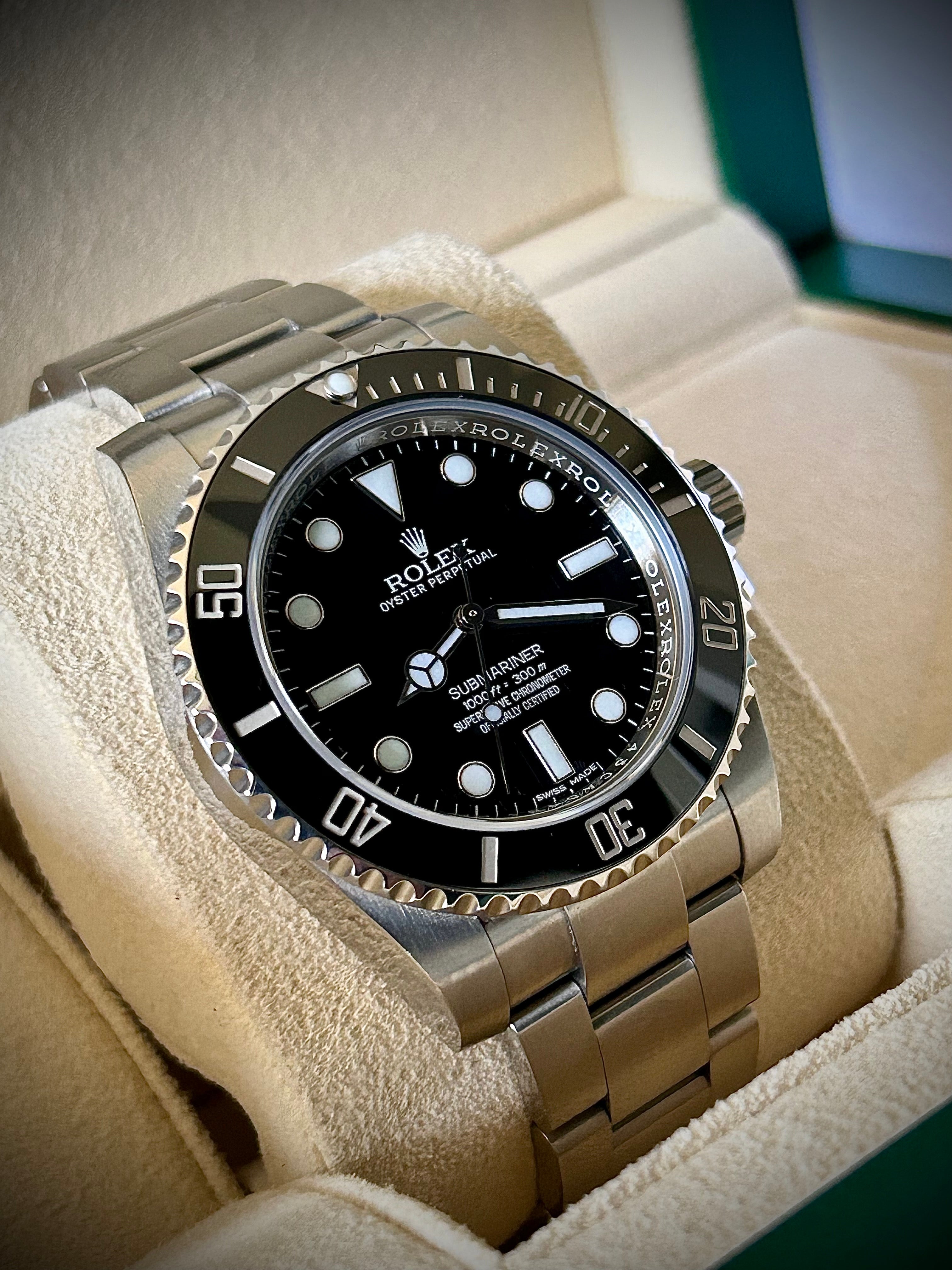 ROLEX SUBMARINER NO DATE, 114060, WATCH AND AUTHENTICITY CERTIFICATE, INC GST
