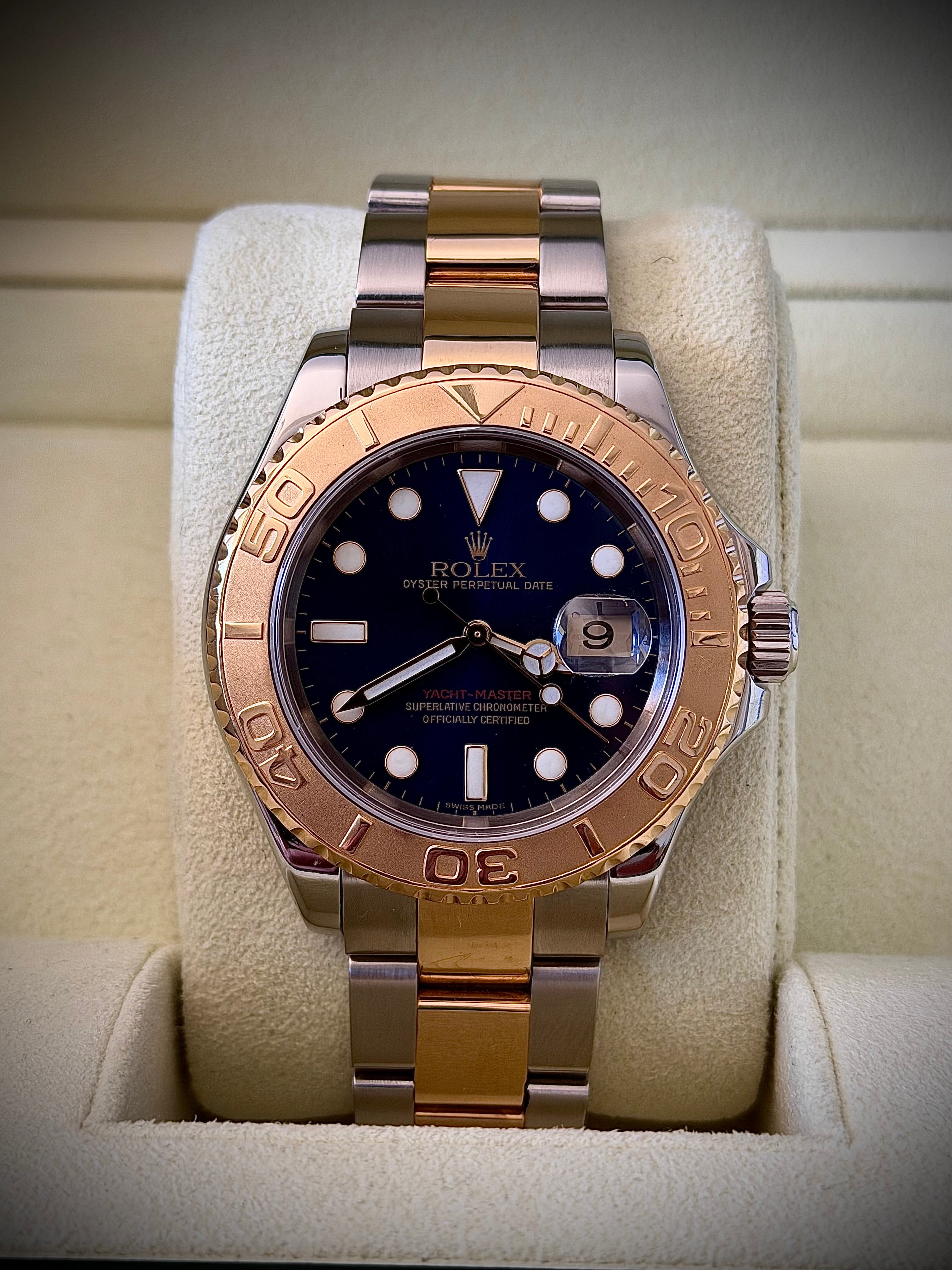 2007 ROLEX YACHT-MASTER, TWO TONE, BLUE DIAL, 16623, BOX & PAPERS, INC GST