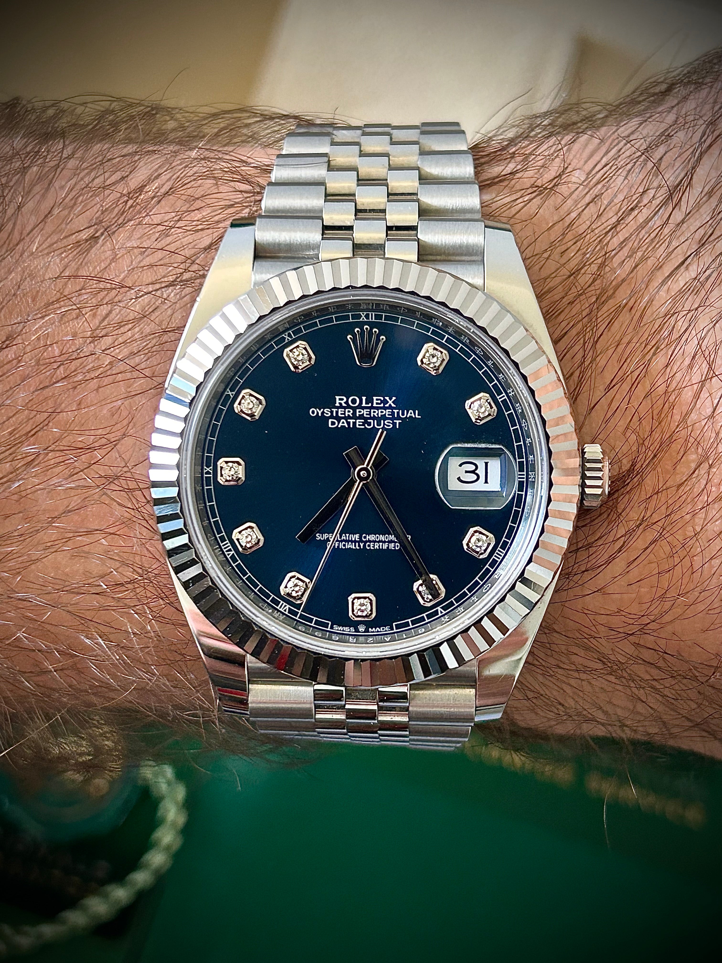 2021 ROLEX DATEJUST 41, BLUE DIAMOND DIAL, 126334, FULL SET, INC GST