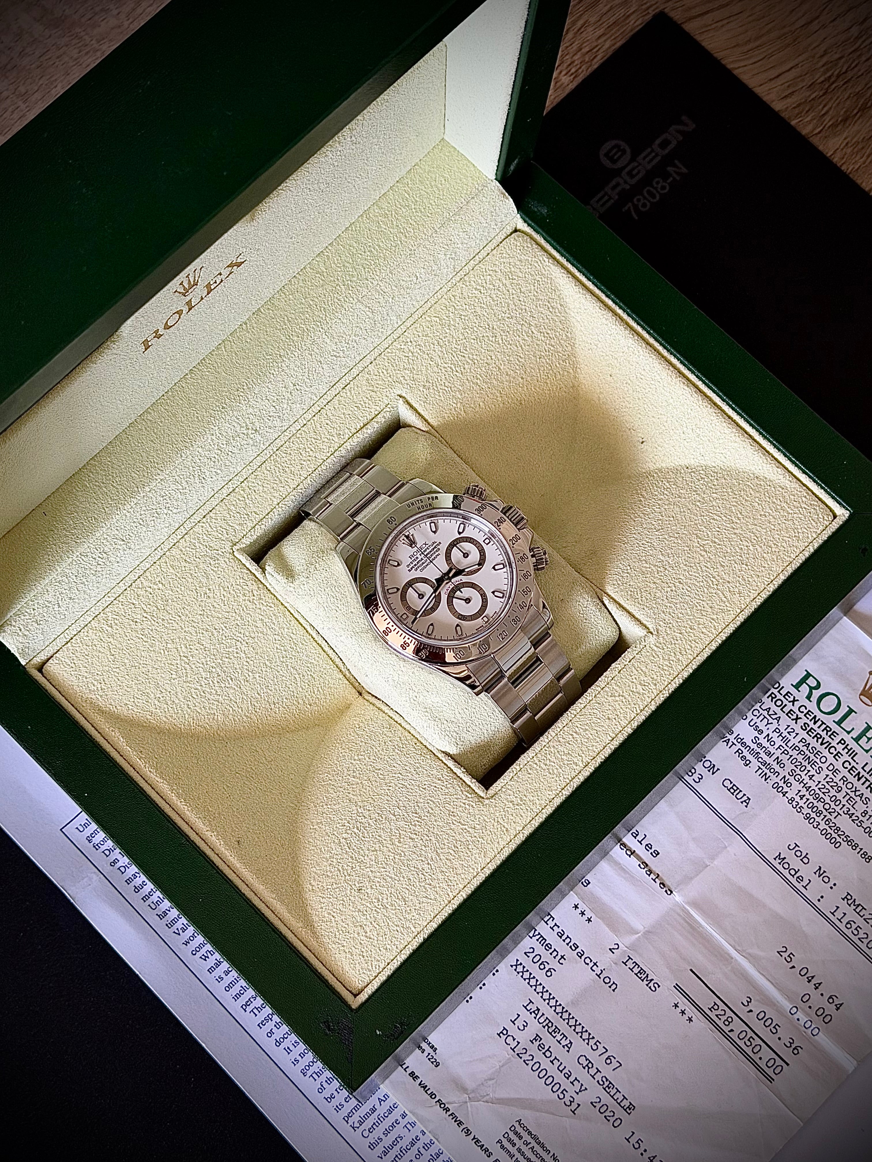 2006 ROLEX DAYTONA, 116520 WHITE DIAL, BOX & SERVICE PAPERS ONLY, INC GST