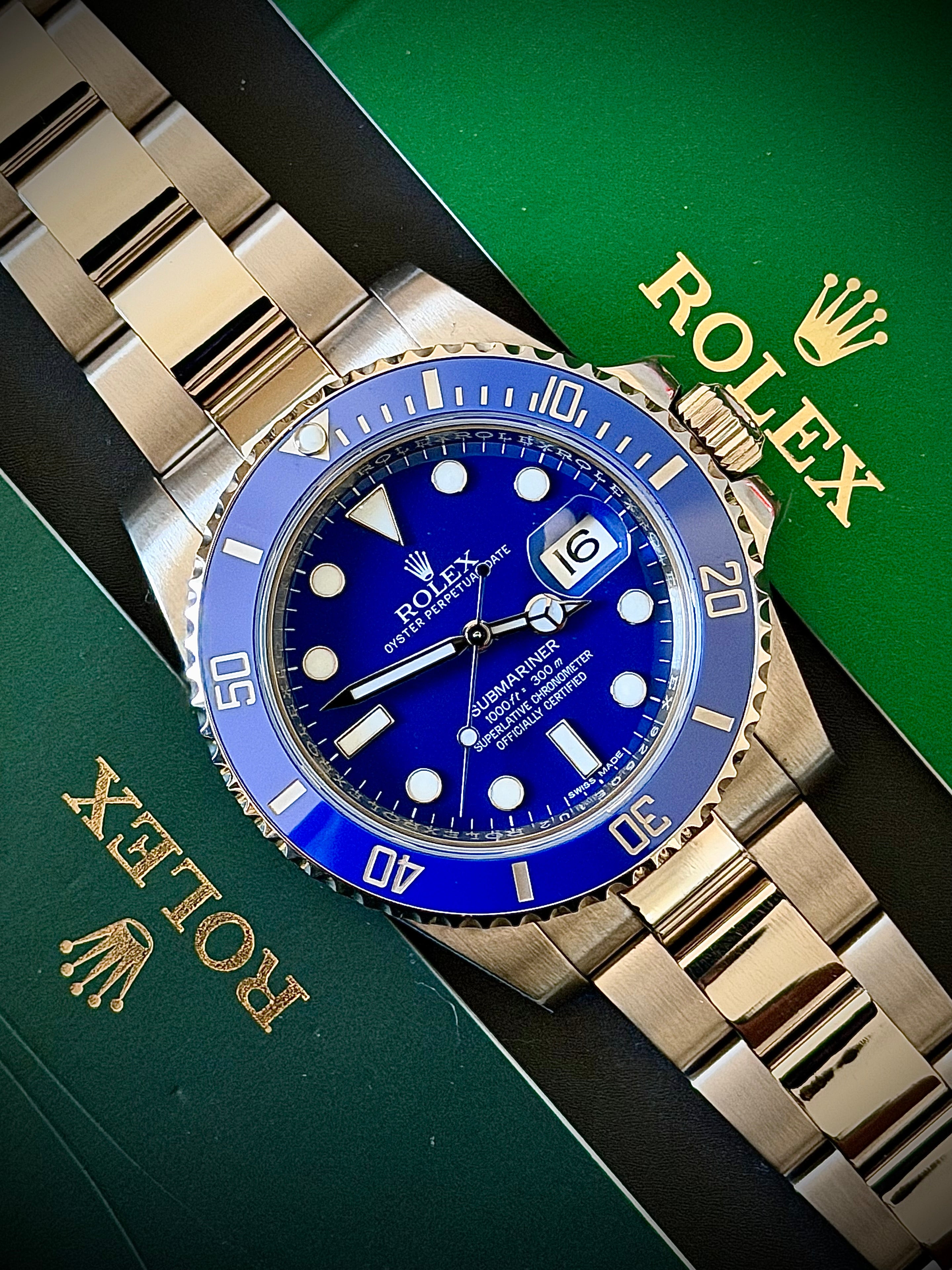 2015 ROLEX SUBMARINER DATE “SMURF”, 116619LB, BOX & PAPERS, RSC SERVICED, INC GST