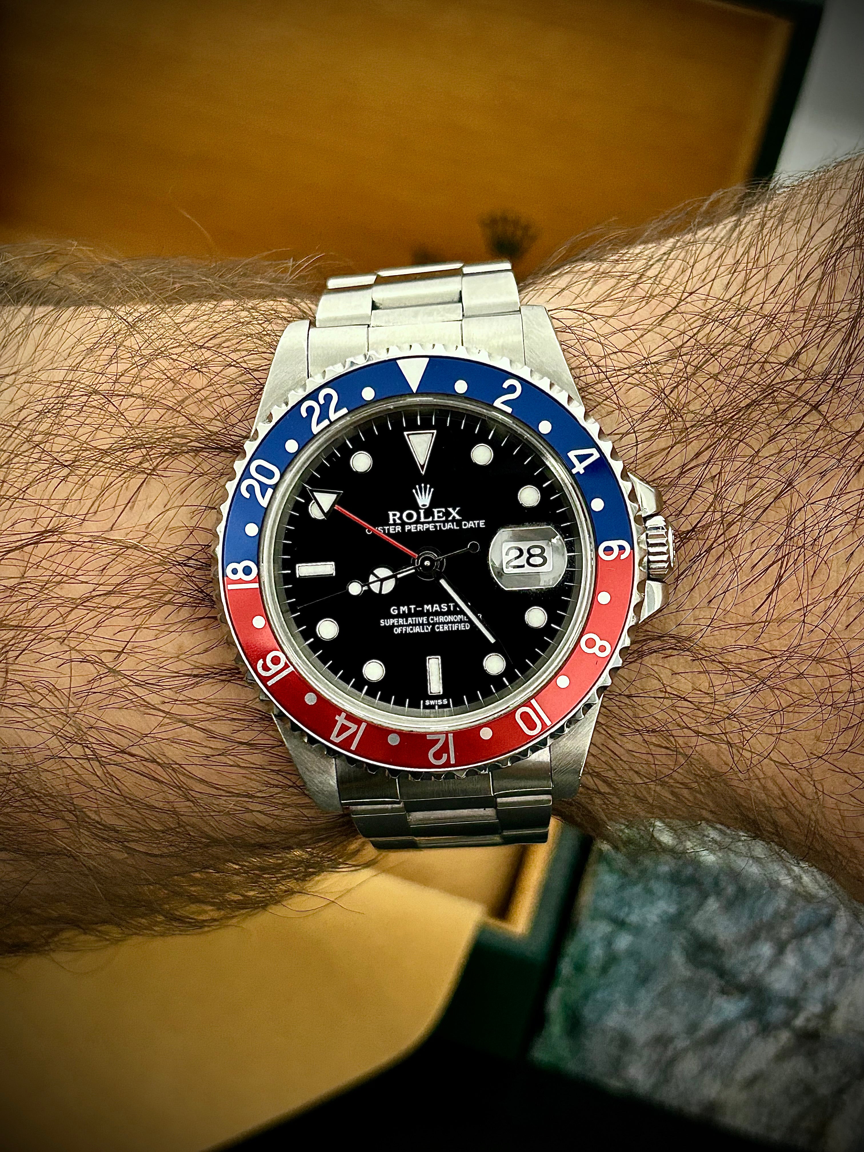1999 ROLEX GMT MASTER, PEPSI, 16700, WATCH AND BOX, INC GST