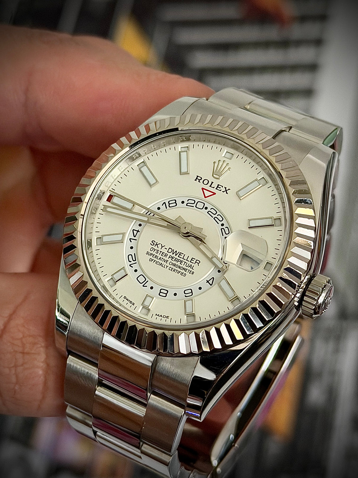 2021 ROLEX SKY-DWELLER, 326934, WHITE DIAL, OYSTER BRACELET, BOX AND PAPERS, INC GST