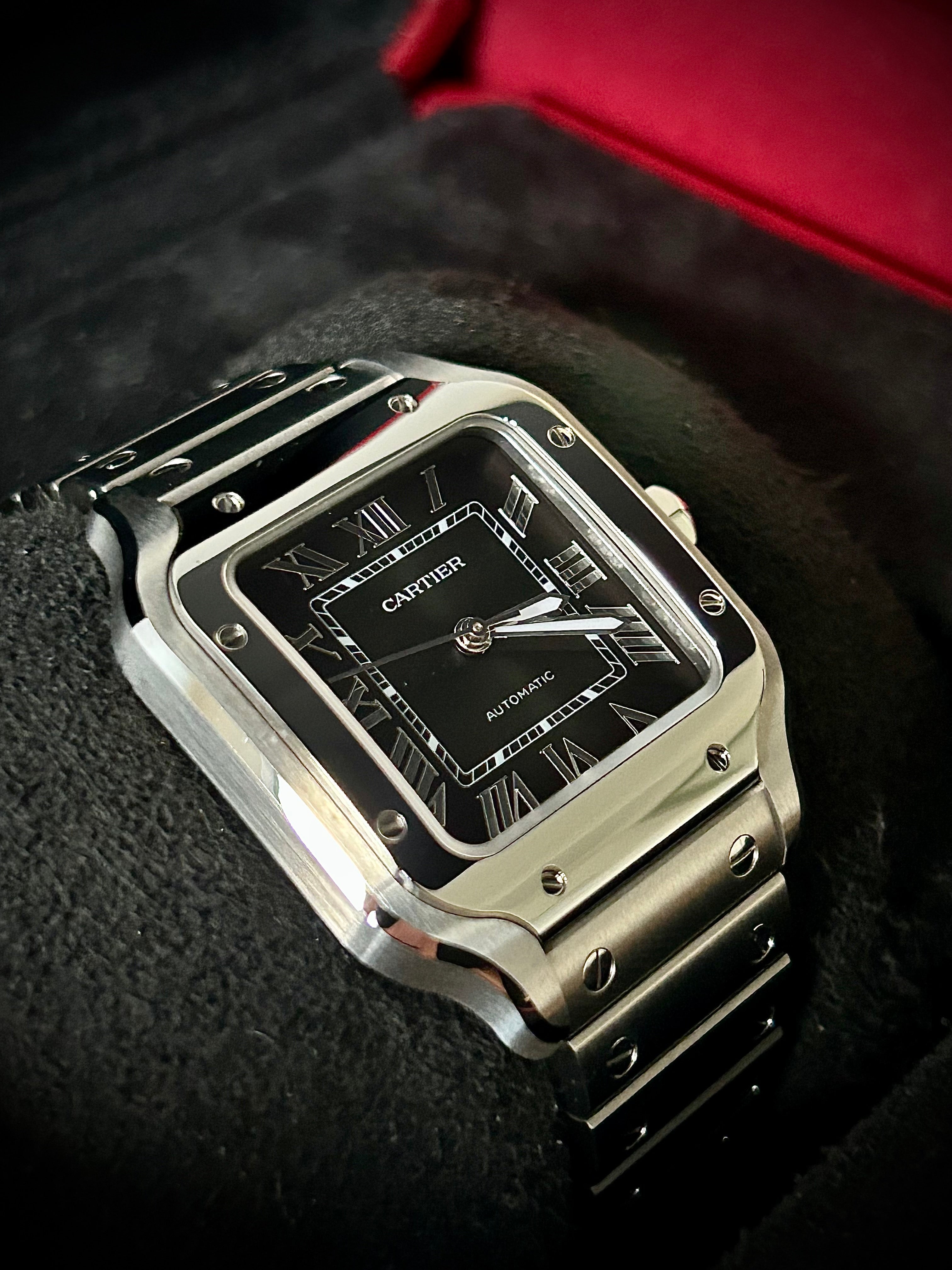 2024 CARTIER SANTOS DE CARTIER GREEN MEDIUM, BOX AND PAPERS, INC GST