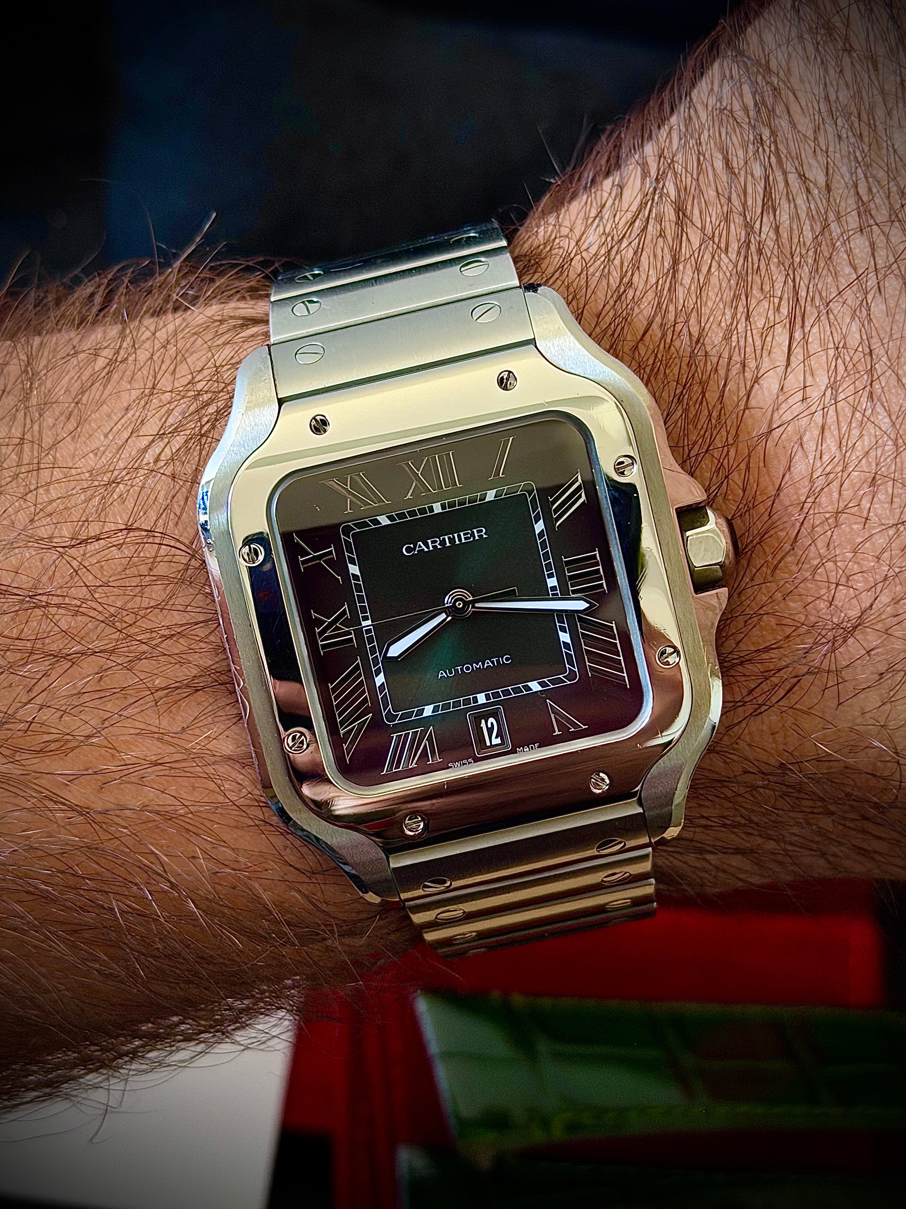 2024 CARTIER SANTOS DE CARTIER LARGE, GREEN DIAL, WSSA0062, FULL SET, INC GST