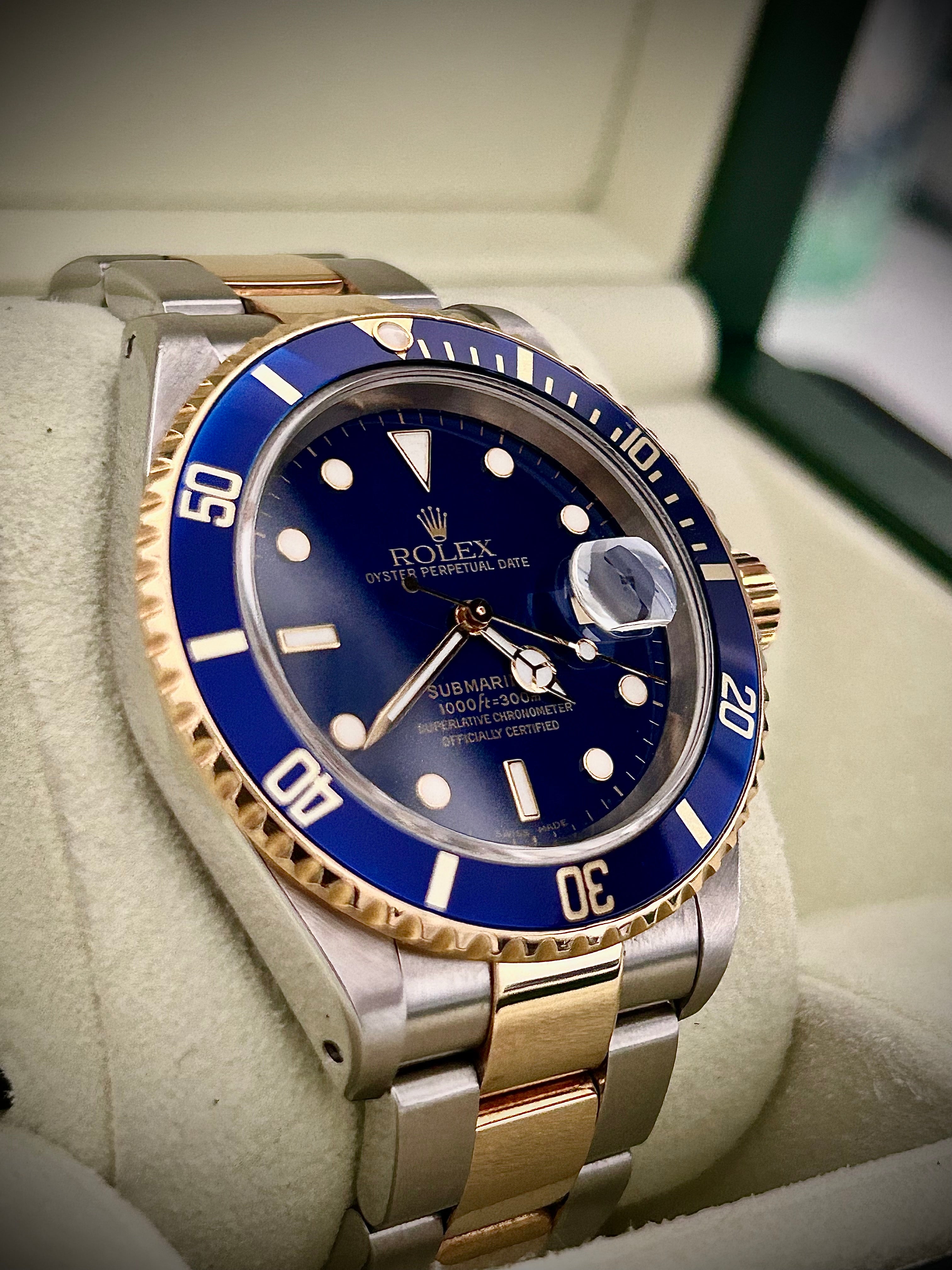 2002 ROLEX SUBMARINER DATE “BLUESY”, 16613, FULL SET, INC GST