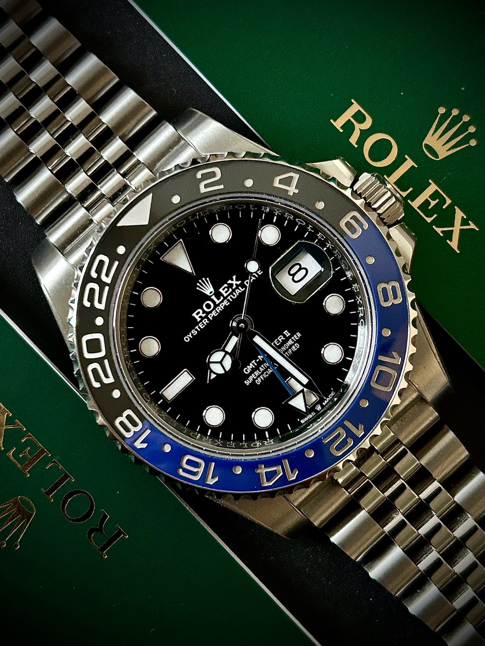 2023 ROLEX GMT MASTER II, BATGIRL, 126710BLNR, FULL SET, INC GST