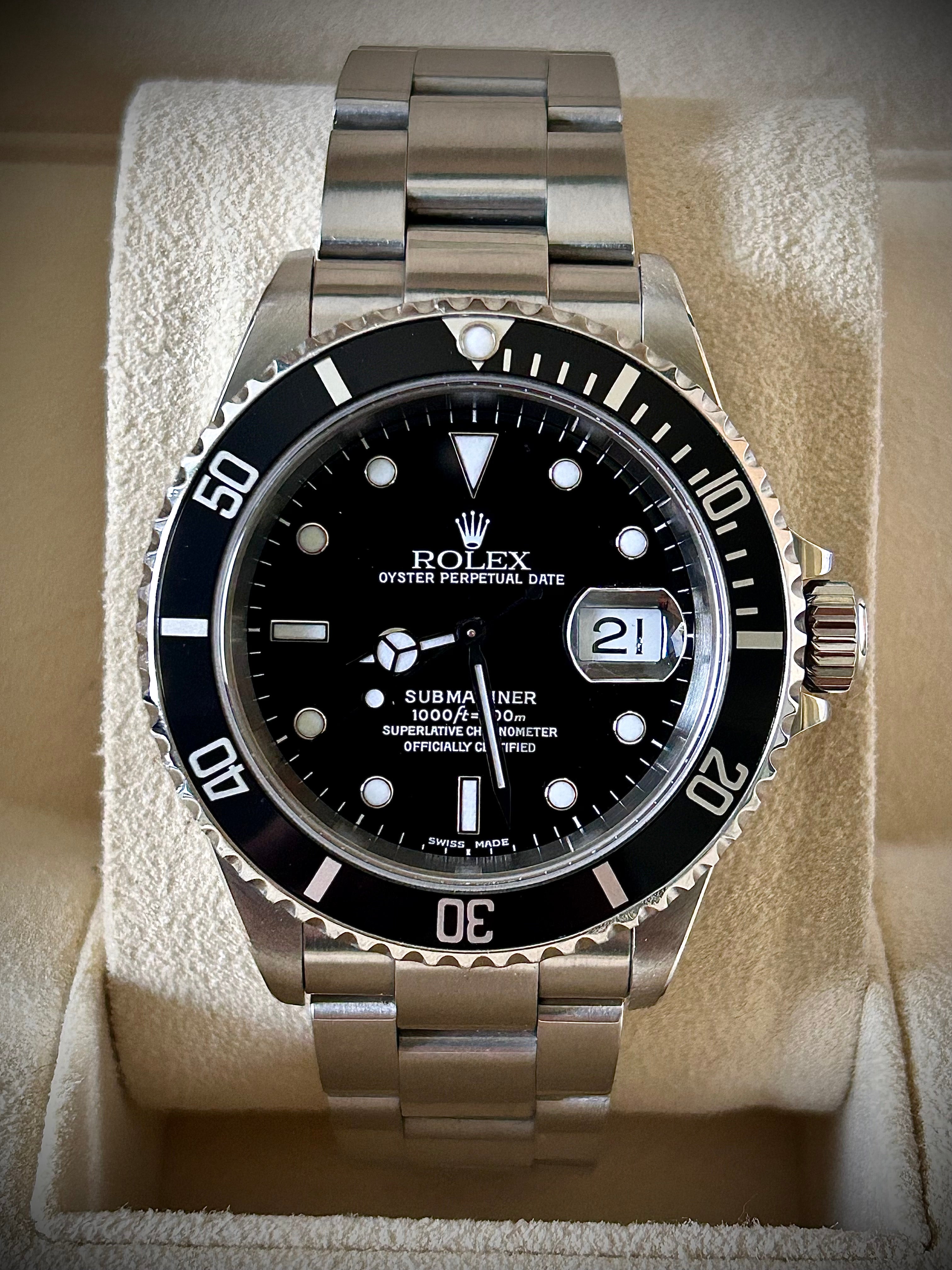 2000 ROLEX SUBMARINER DATE, 16610, BOX AND PAPERS WITH RSC, INC GST