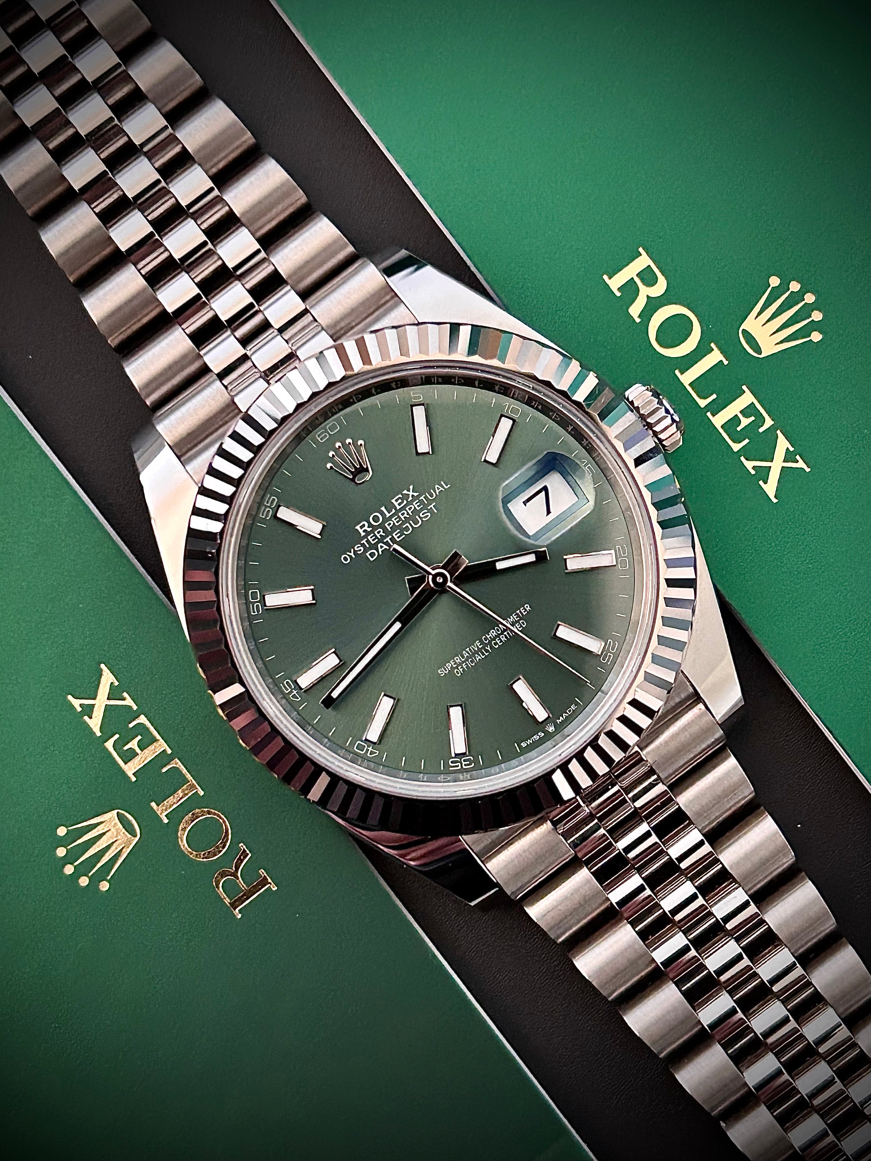 2025 ROLEX DATEJUST 41, MINT GREEN, 126334, FULL SET, INC GST