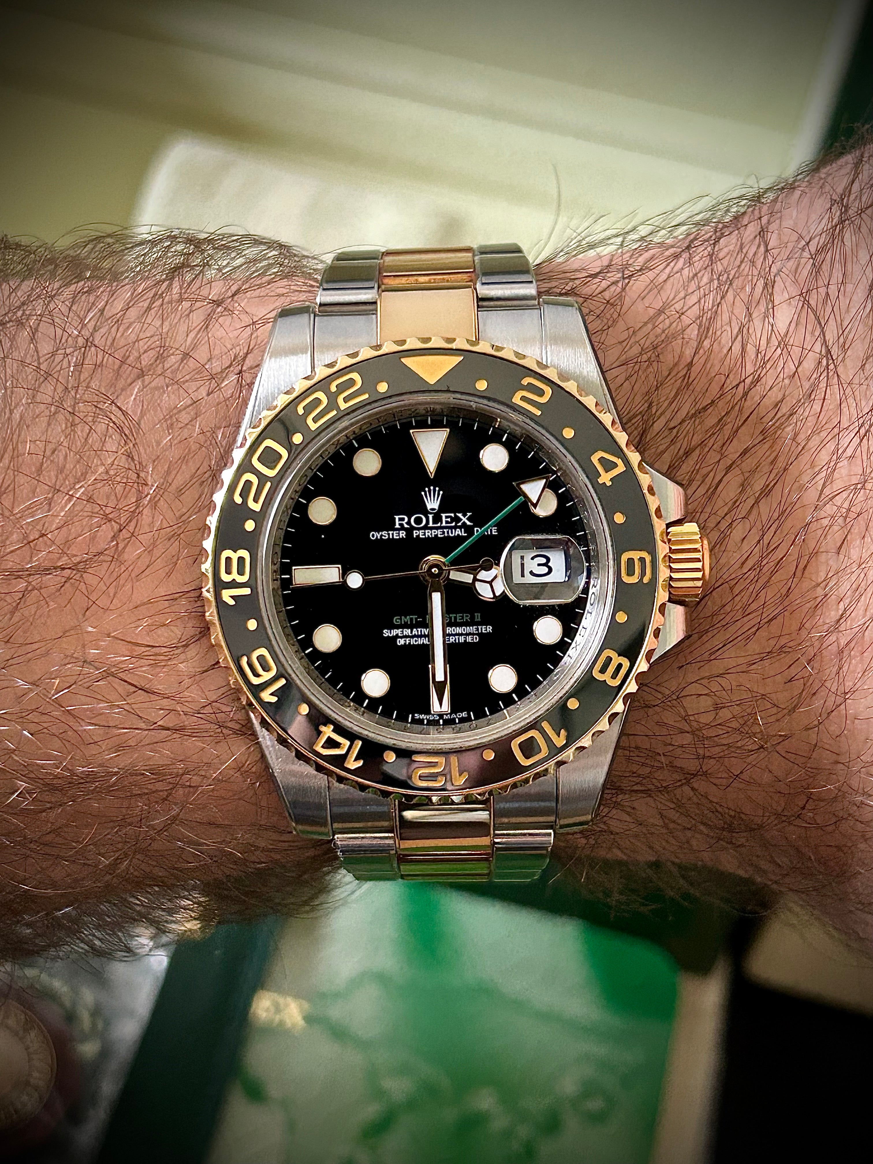 2006 ROLEX GMT MASTER II, 116713LN, BOX AND PAPERS, INC GST